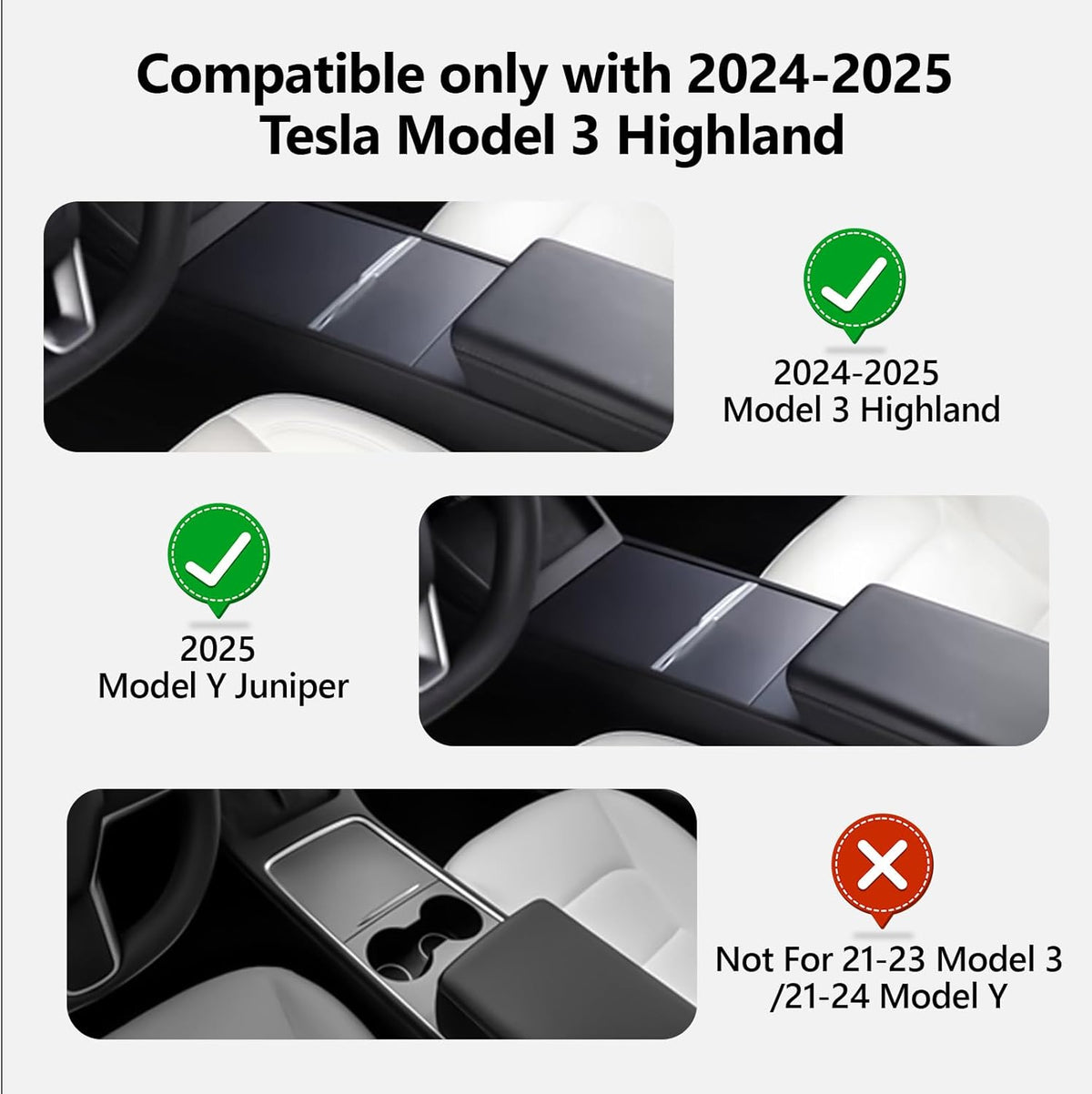 5pcs Center Console Organizer Tray for Tesla Model 3 Highland Model Y Juniper Model Y L 2025 2026 Accessories Storage Tray Armrest Tray Insert Cup Holder Hidden Compartment Storage
