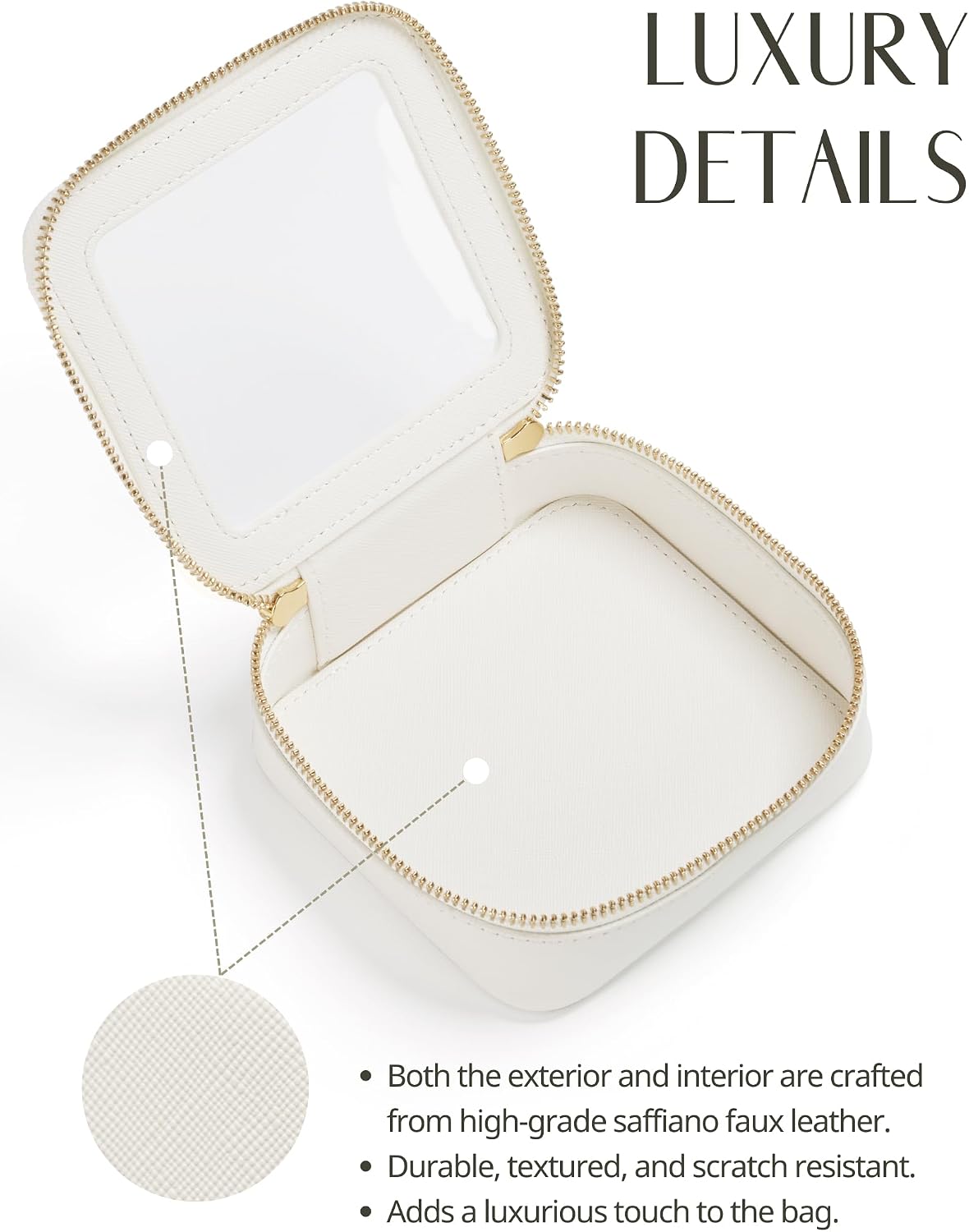 Popvibe Clear Makeup Bag with Zipper, Set of 2, Mini and Medium, White