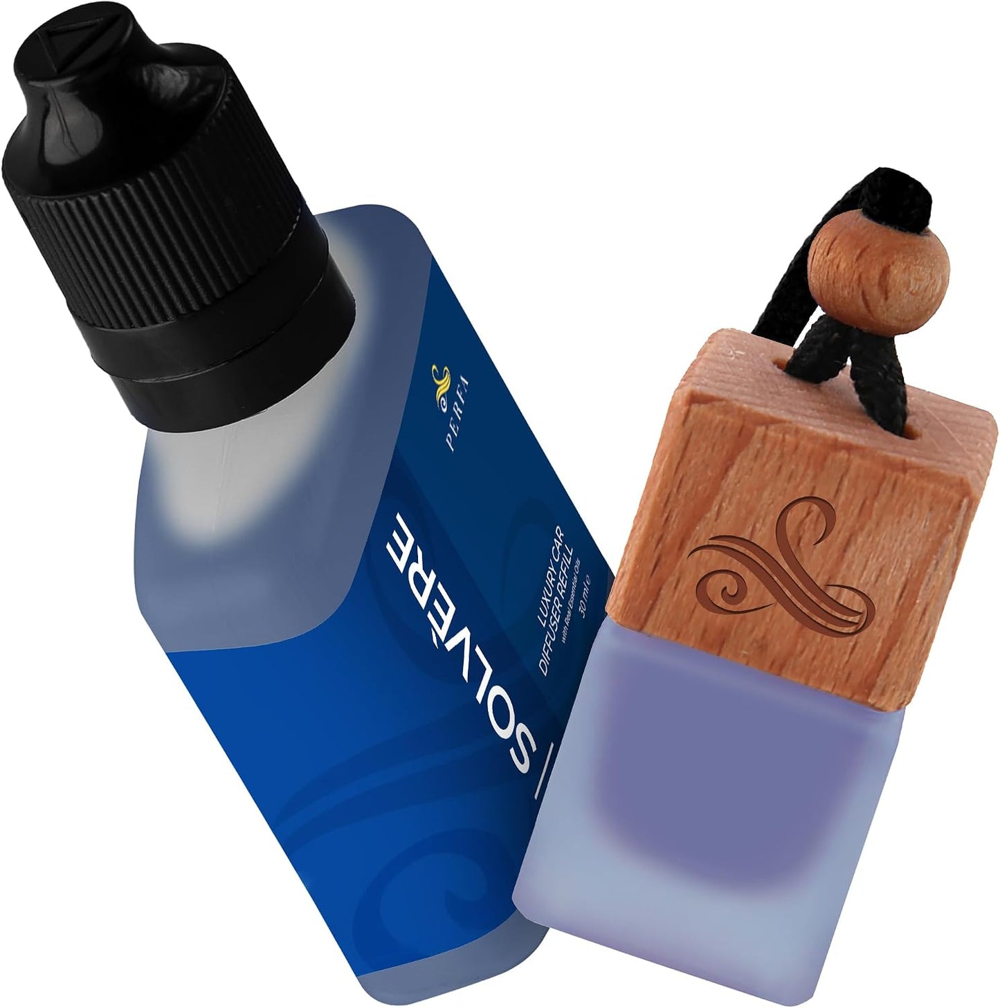 Solvère Gift Set with Refill Bottle | Automotive Air Fresheners with Solvère Fragrance | Strong Car Perfume | Odor Eliminating Car Air Fresheners by Perfa