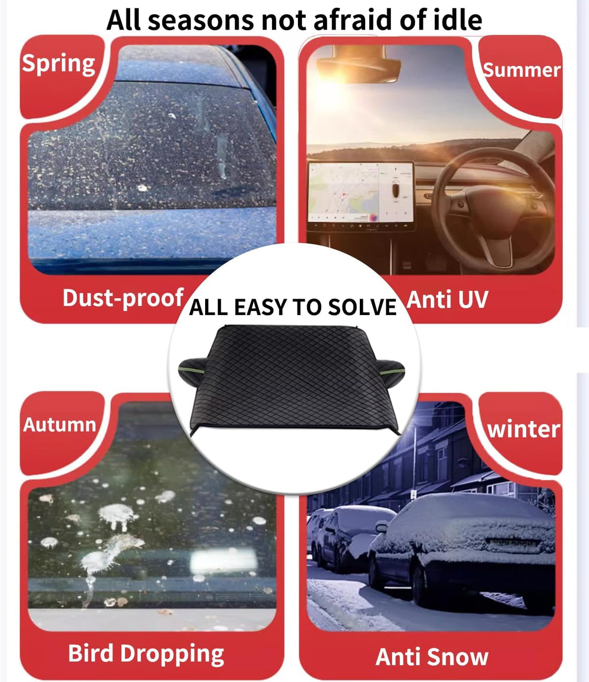 Custom fit for Acura Windshield Snow Covers, 8 Layers WAaterproof Windproof Protection, Frost Defense, Ice, Sun, Snow, UV, Designed for Acura Accessories (for Acura Integra)