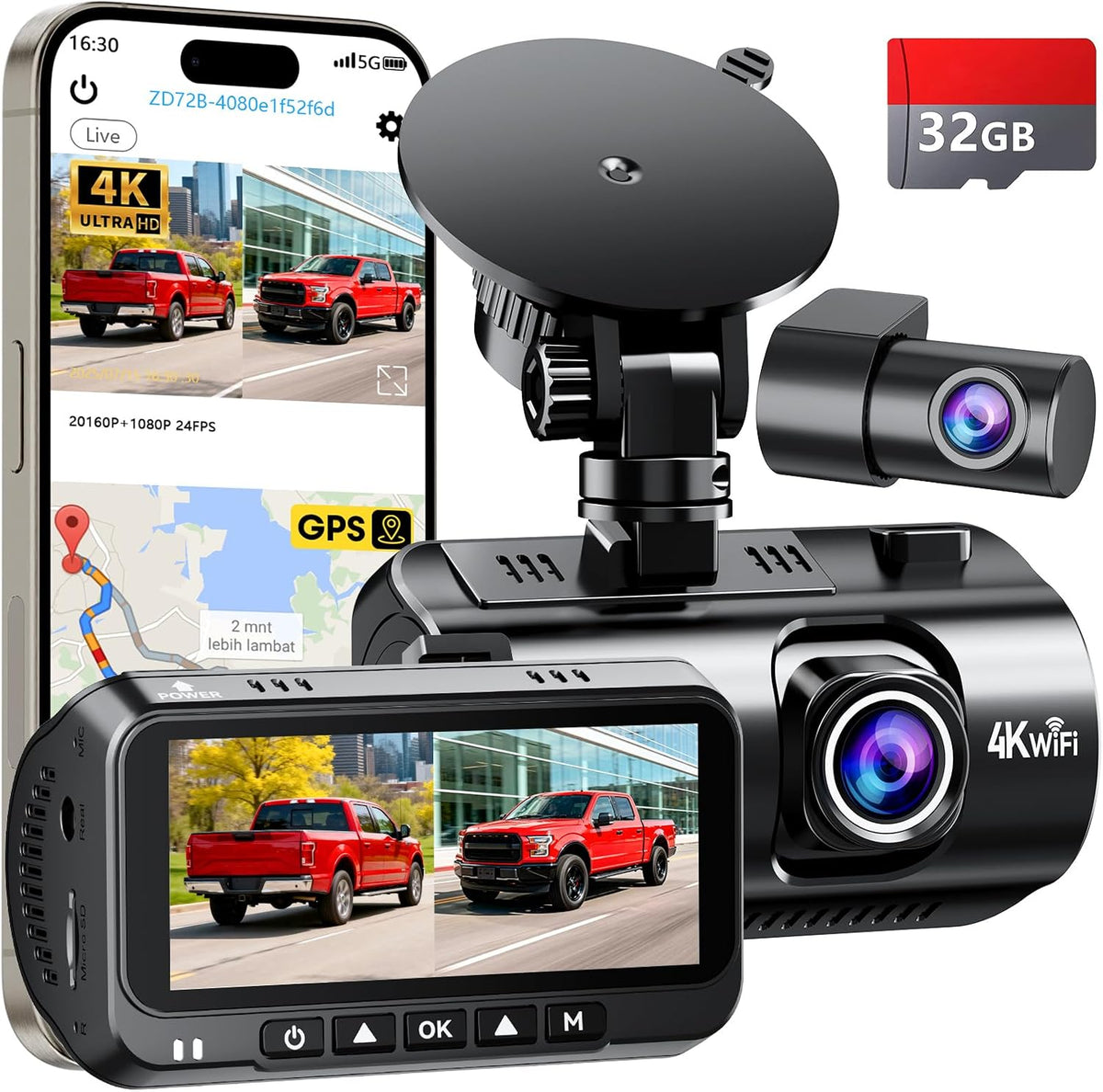 Front and Rear Dash Cam for Truck: 4K+1080P Dual Dash Camera for Pickup Ford F150 F250 Ram 1500-5G WiFi Quick Video Access 15-Min Install Record Every Moment for Accident Evidence by Befumly