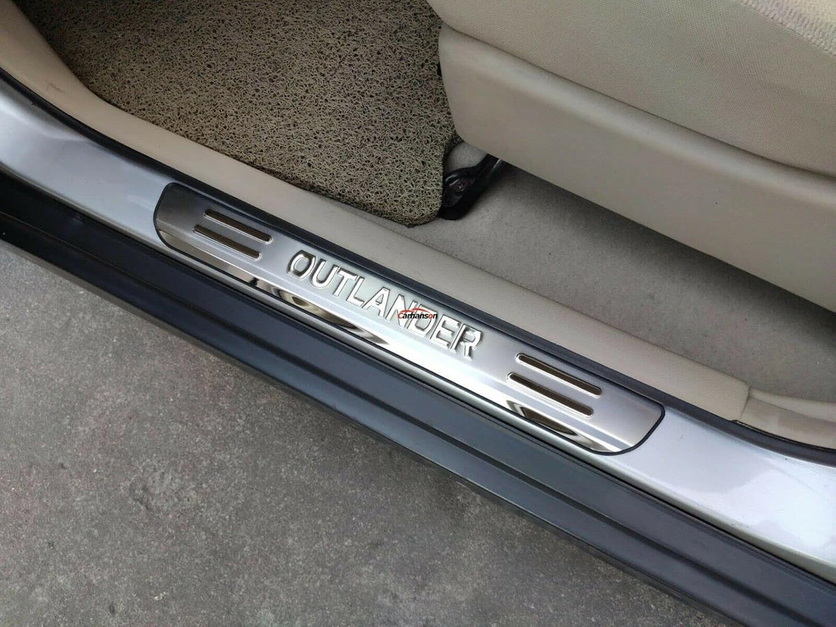 Car Door Sill Scuff Protector Accessories for Mitsubishi Outlander 2025 2023 2013-2022, Stainless Steel Door Entry Guard Plate Trim Cover, Auto Accessory Parts Kick Panels