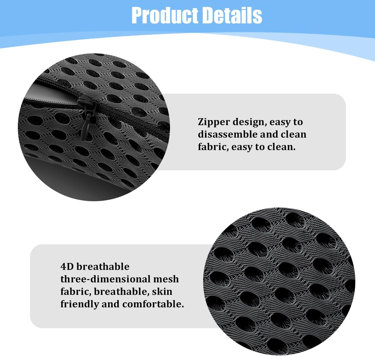 15.35 Inch Memory Foam Car Lumbar Support Pillow, Black