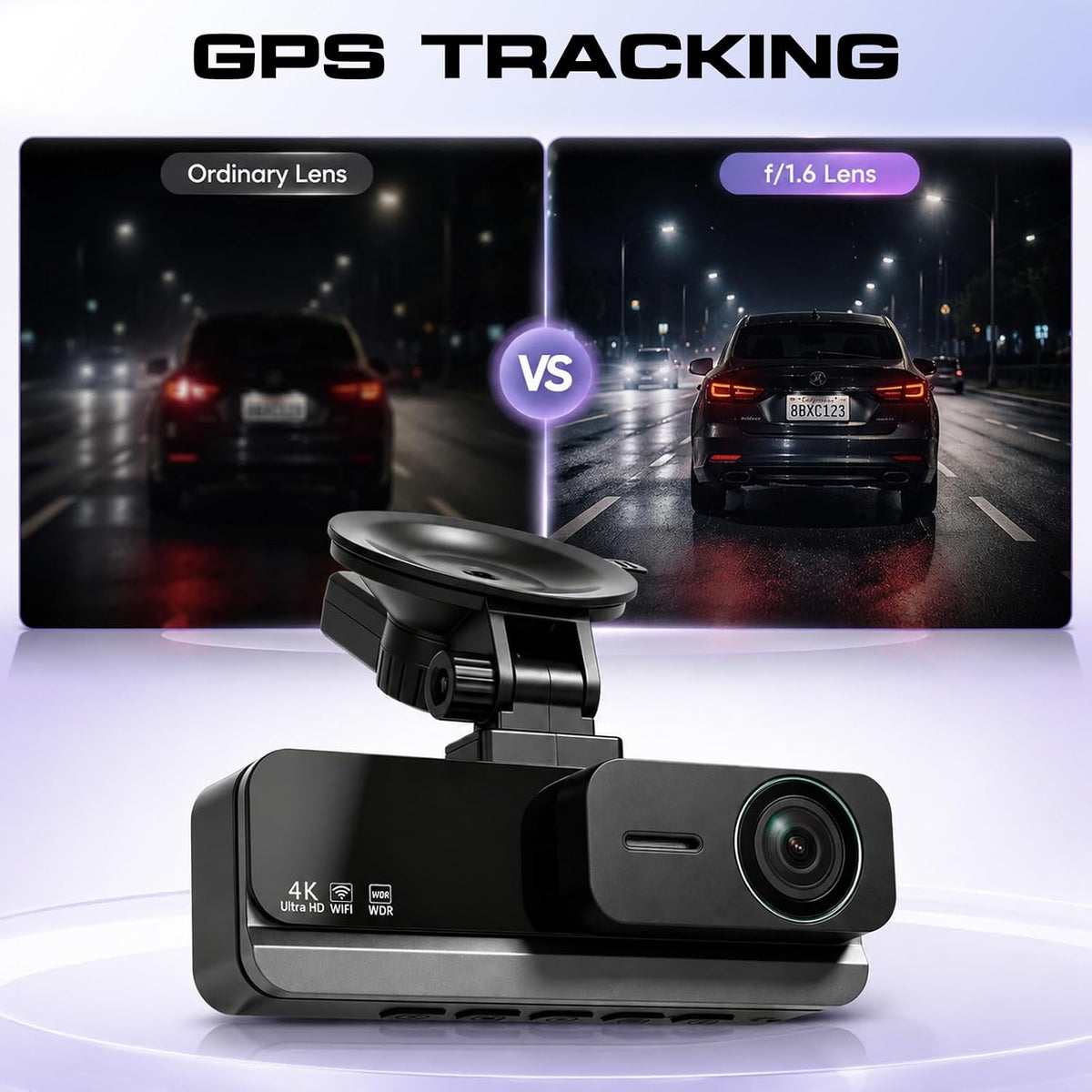 Hodozzy 3 Channel Dash Cam Front and Rear Inside, WiFi GPS, 4K Dash Camera