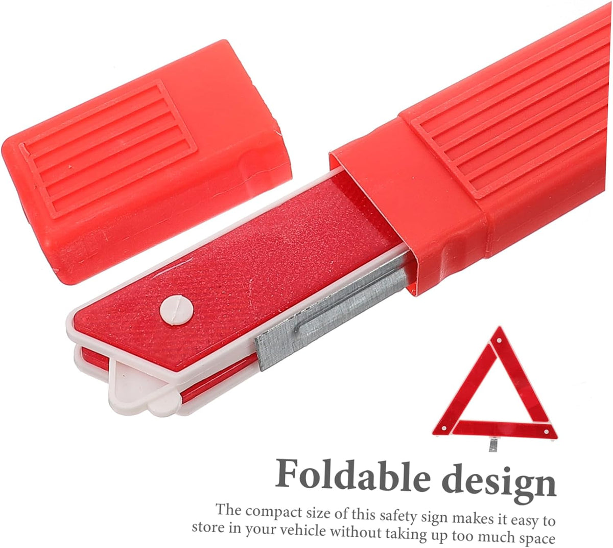 Foldable Roadside Warning Triangle Reflector for Drivers Red Plastic