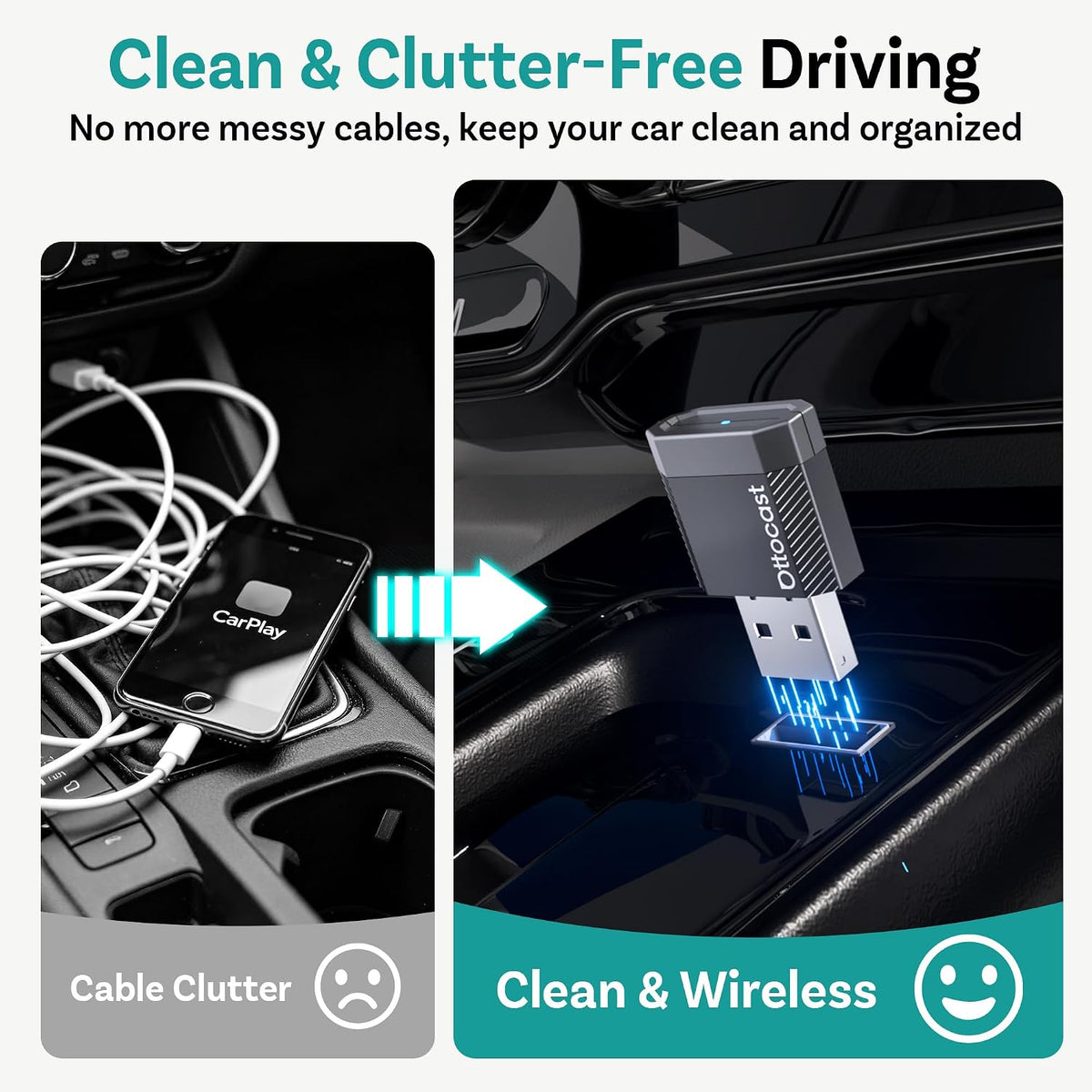 OTTOCAST Mini Nova Wireless CarPlay & Android Auto Adapter, 2026 Upgraded