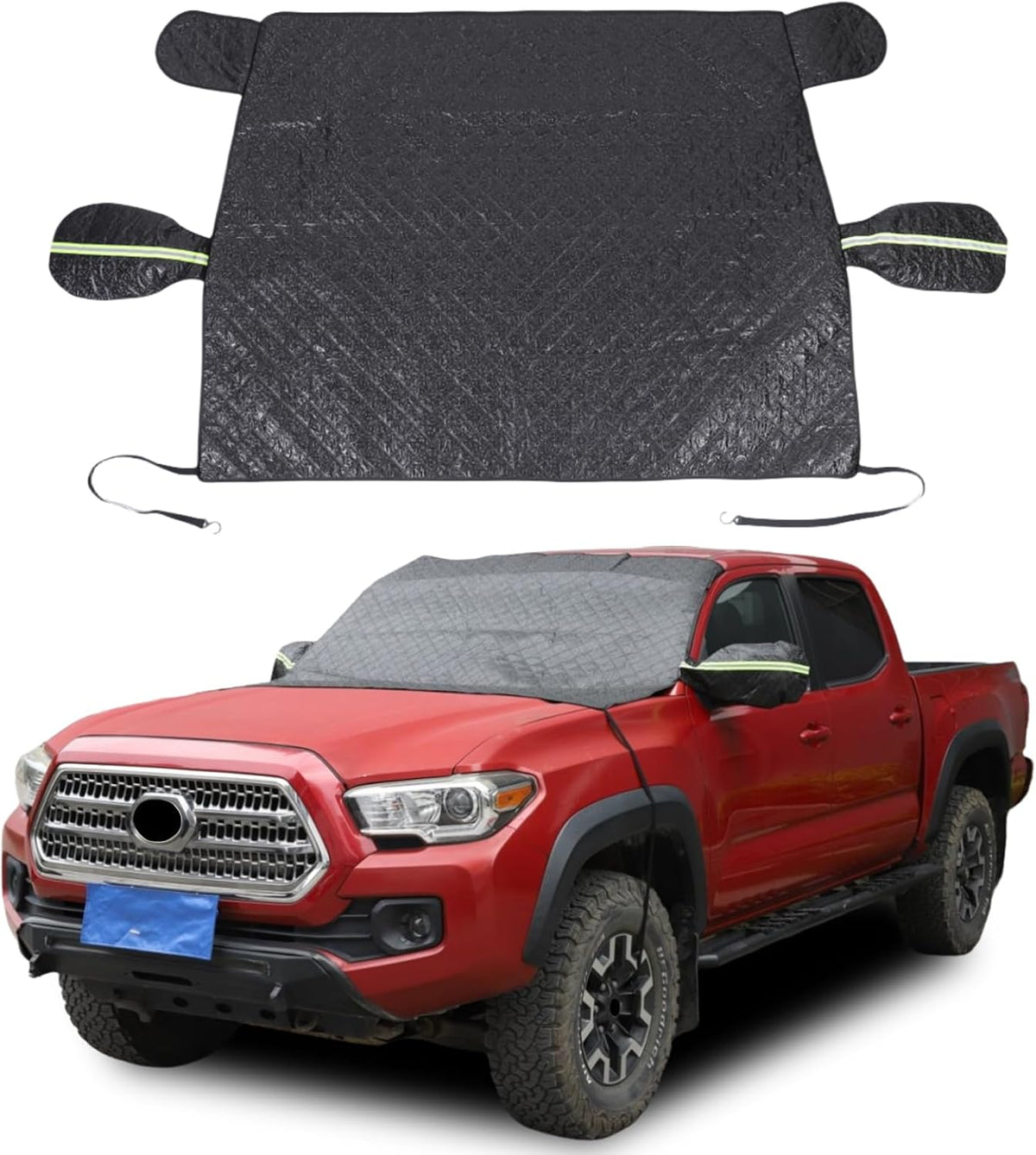 Car Windshield Snow Cover for Toyota Tacoma 2016 2017 2018 2019 2020 2021 2022 2023 2024 2025, for Ice and Snow, UV & Frost Wiper Mirror Protector Windproof Sunshade Cover Accessories (Black)