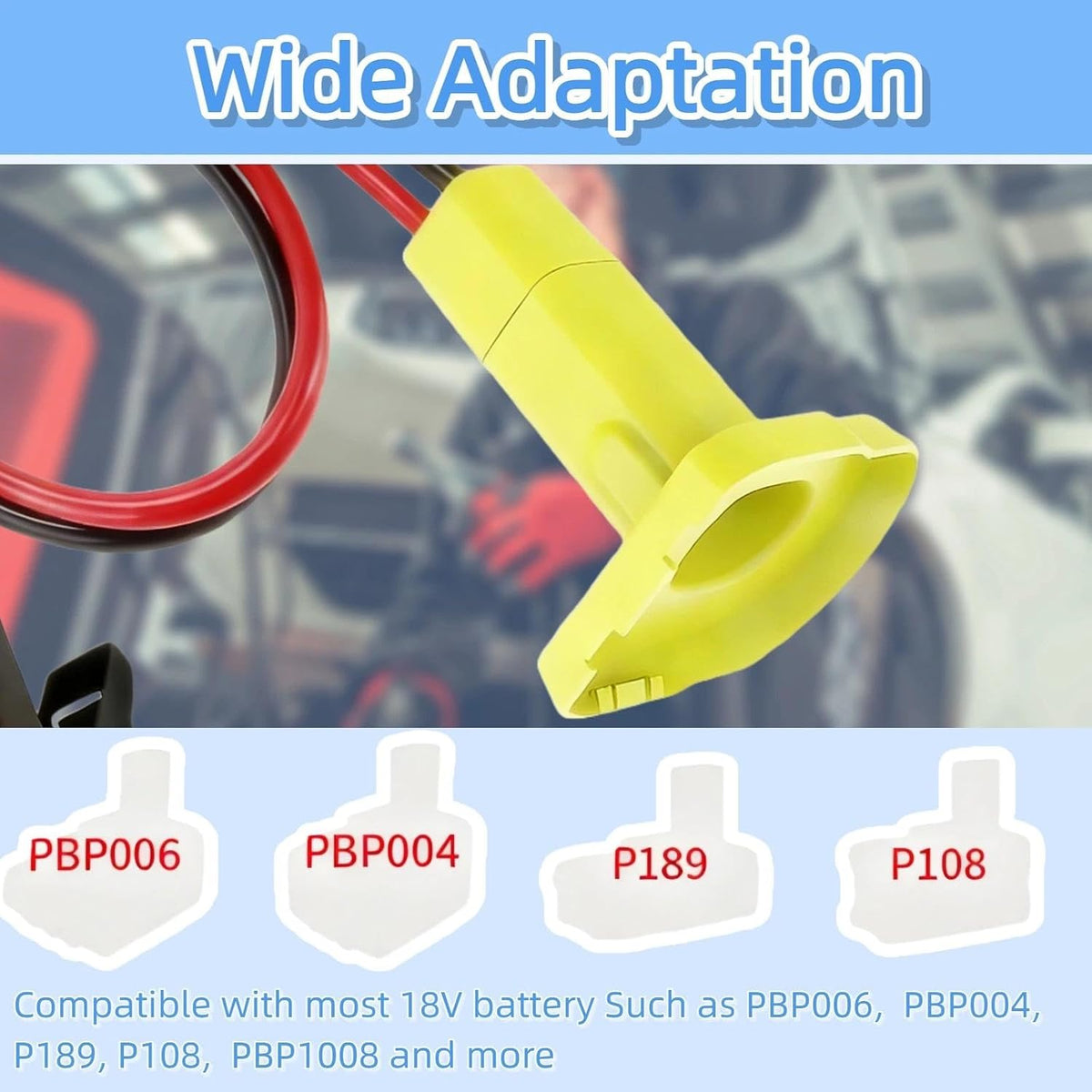 2FT Portable Jumper Starter Cable Adapter Compatible with Ryobi 18V Battery, 12AWG Automotive Booster Power Cord for Car and Light Vehicle Jump Starting