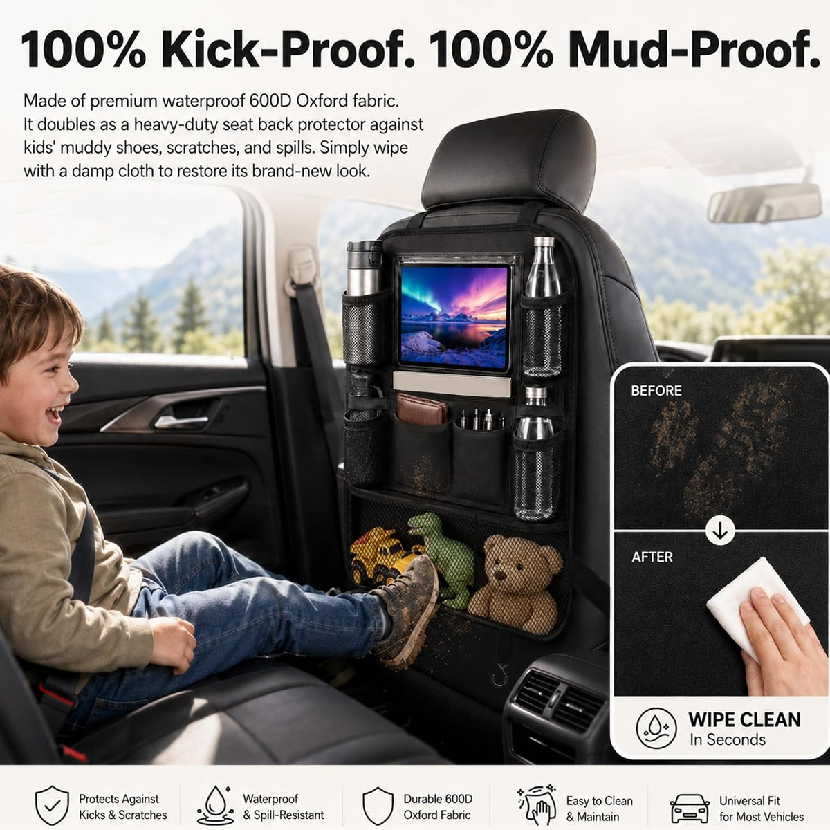 Backseat Car Organizer Universal Seat Back Storage Protector 2 Pack