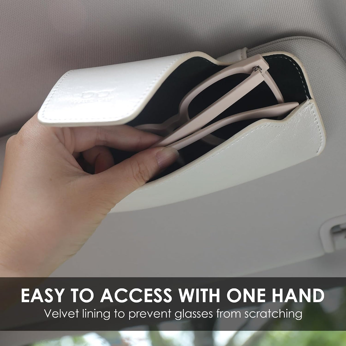 Sunglass Holder for Car Visor, Car Sunglasses Holder Leather, Eyeglasses Holder Glasses Storage Case Visor Accessories