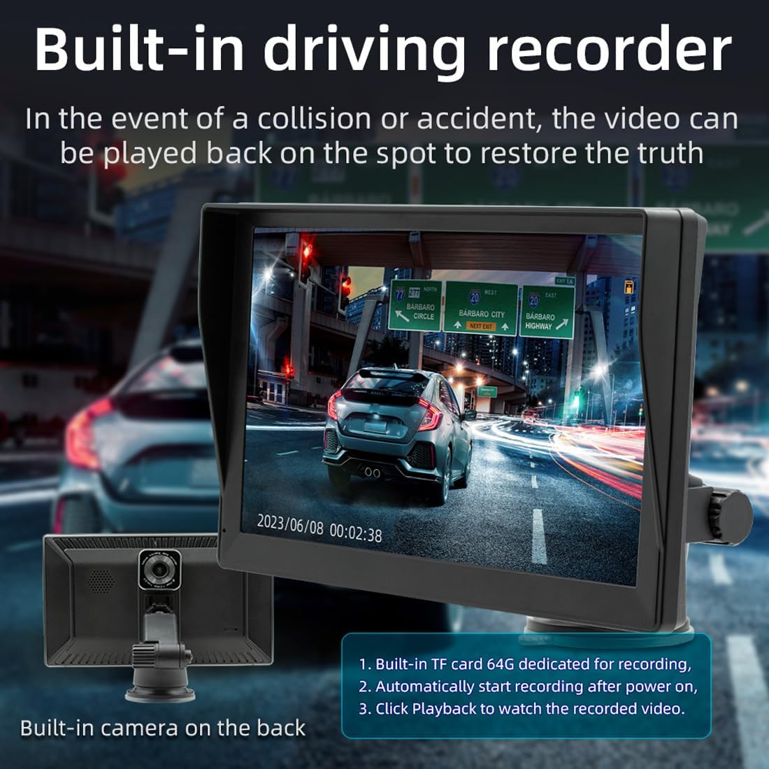 9" Wireless Carplay Screen for Car, Portable Car Play Screen with Carplay & Android Auto,Dash Cam, Mirror Link, Bluetooth, FM Transmitter