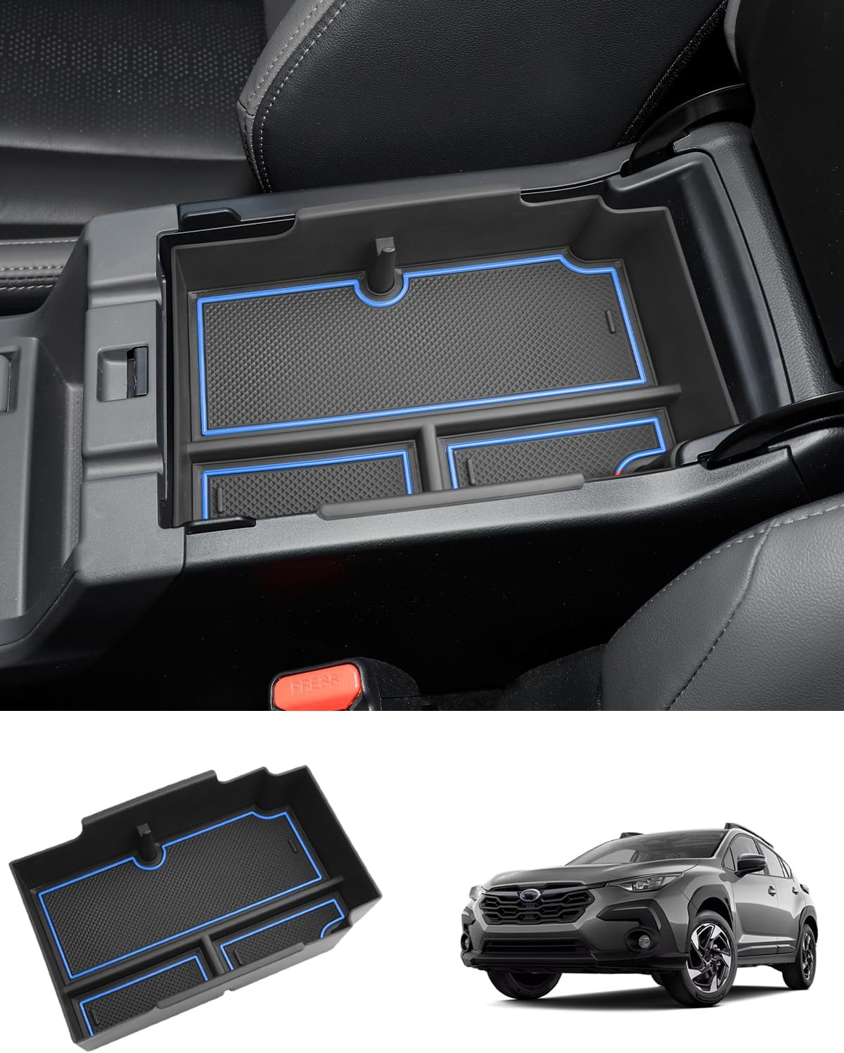 2024 2025 2026 Crosstrek Center Console Organizer for Subaru Crosstrek (Base/Premium/Sport/Limited/Wilderness), Durable ABS Console Tray Insert 2026 Crosstrek&Impreza Accessories (Blue)