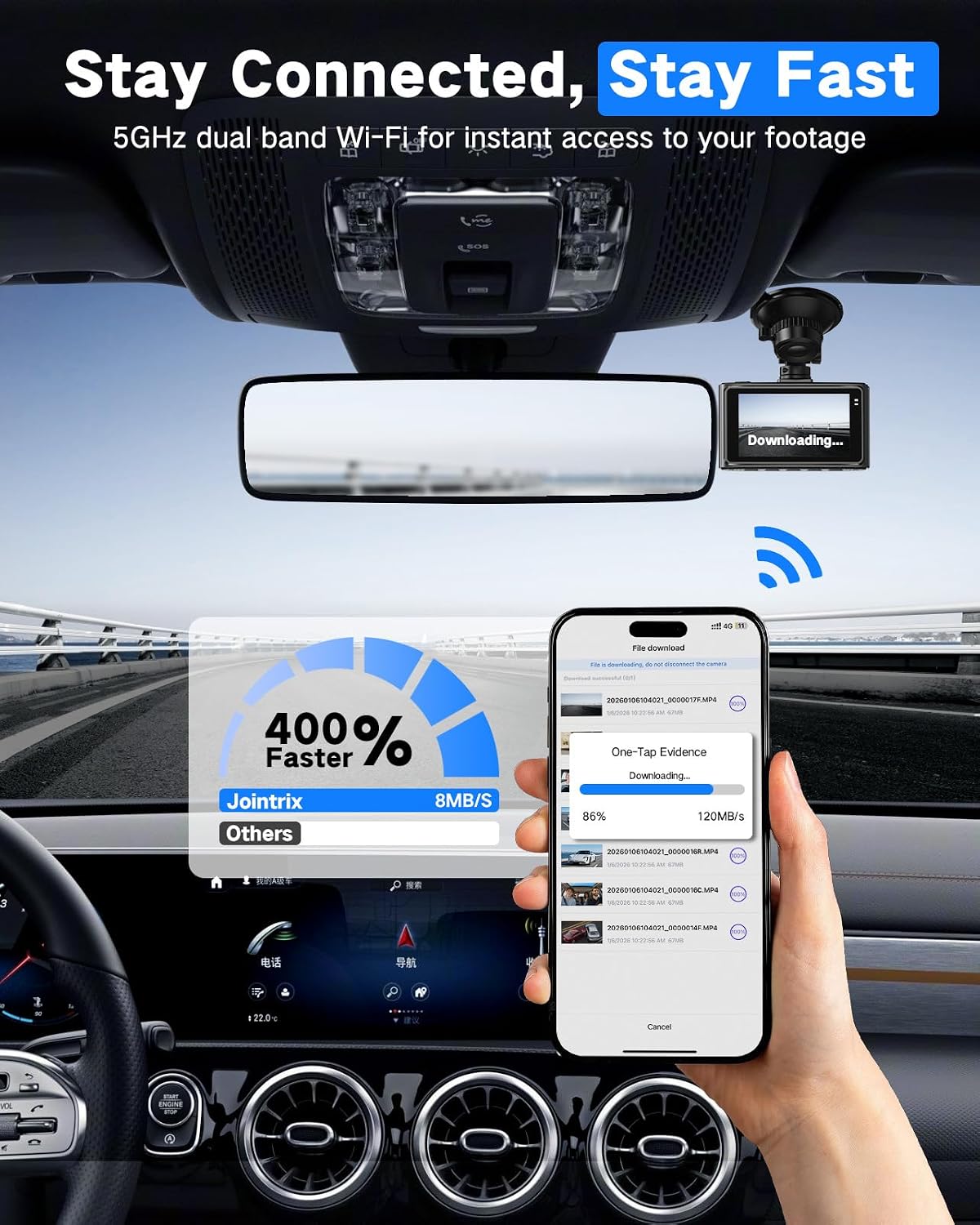 4K+2.5K Dual Dash Cam Front and Rear with 64GB Card