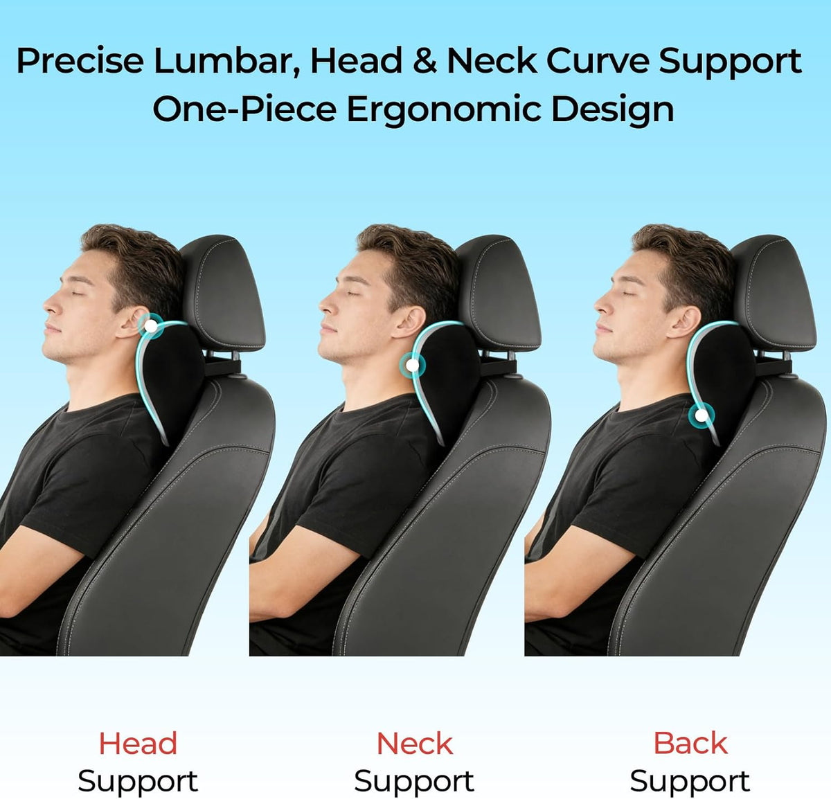 Car Headrest & Lumbar Support Set, Ergonomic Memory Foam Neck Pillow, Comfortable Travel Pillow for Car Truck SUV, Ideal for Long Driving (Gray) (Gray)