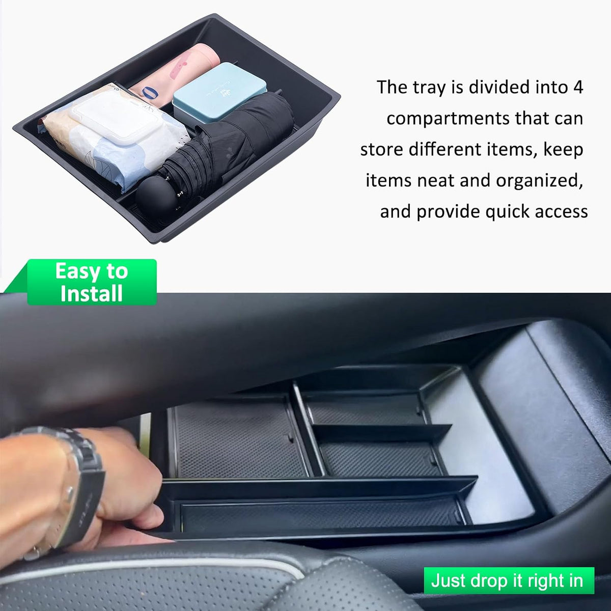 TOPINSTALL 2PCS Console Organizer for 2024-2026 VW Atlas/Atlas Cross Sport