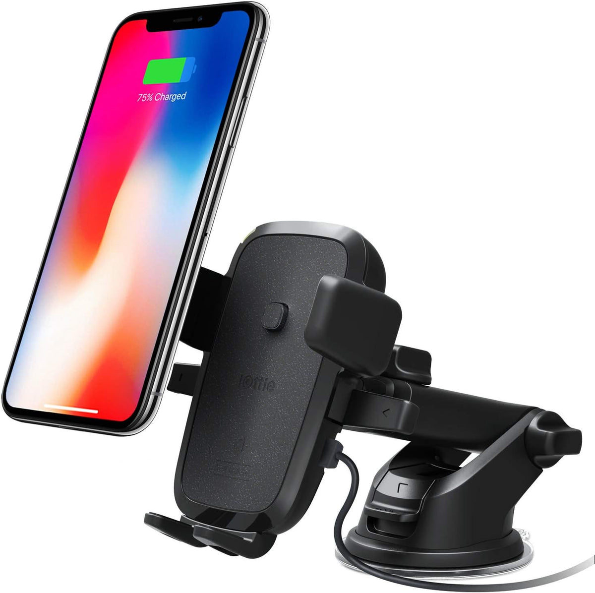 iOttie Car Charger Easy One Touch Wireless 2 Qi Charging CD Slot + Air Vent Combo Phone Mount for iPhone, Samsung Galaxy, Huawei, LG, Smartphones, Black