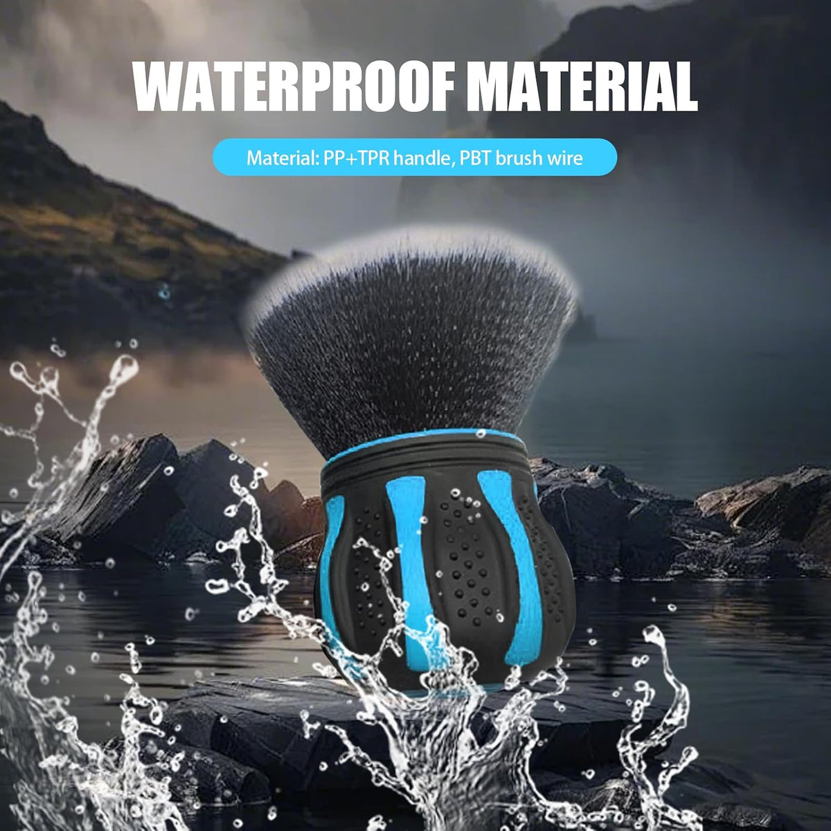 Shakas Detail Cleaning Brush with Storage Holder, Non-Slip Easy Grip Handle Air Conditioning Vent Spherical Soft Bristle Crevice Brush, Portable Multi-Purpose Accessory, Fits Most Cars (Blue)
