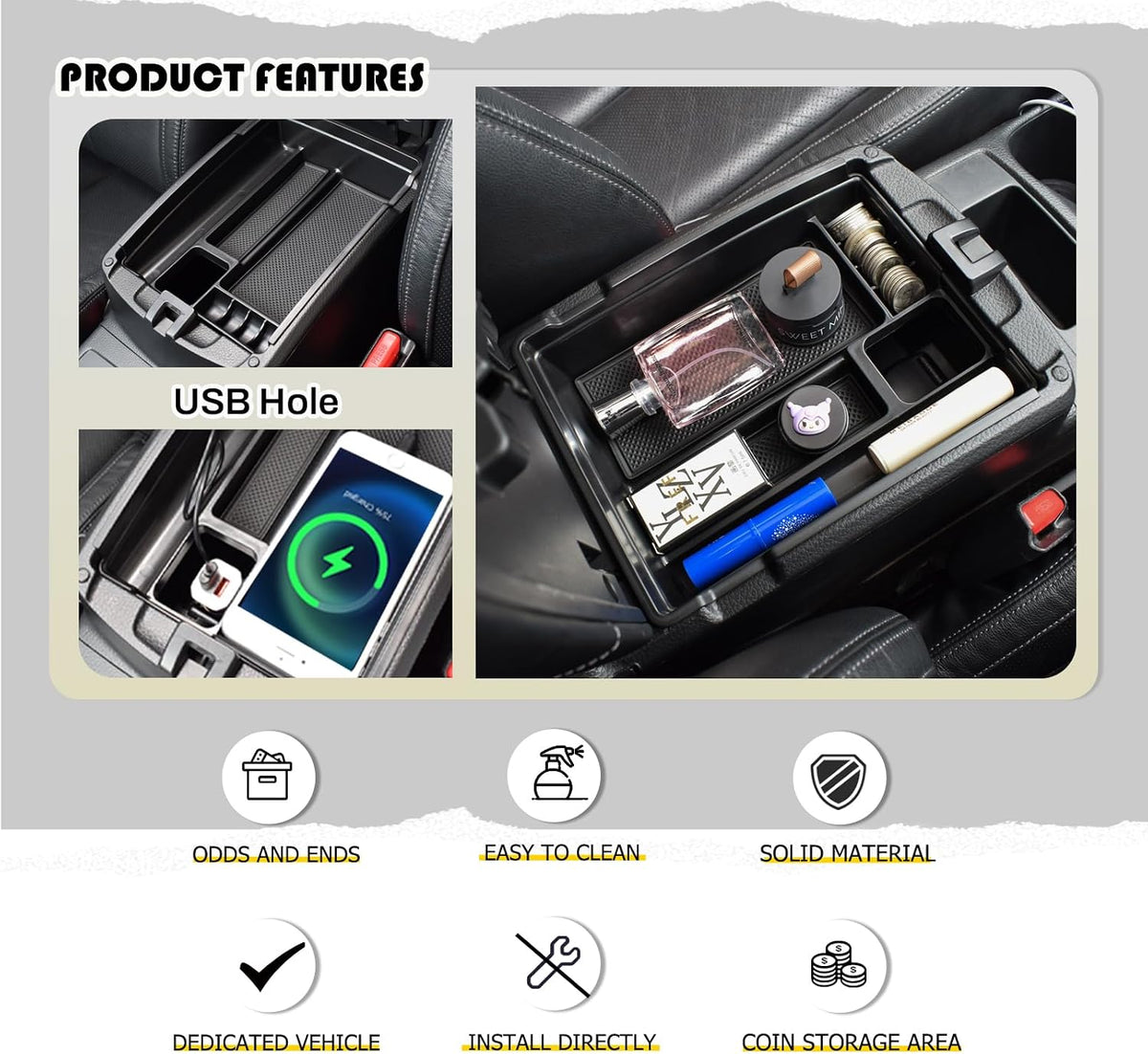 Center Console Organizer Tray for Nissan Rogue 2014-2020 / Murano 2015-2024
