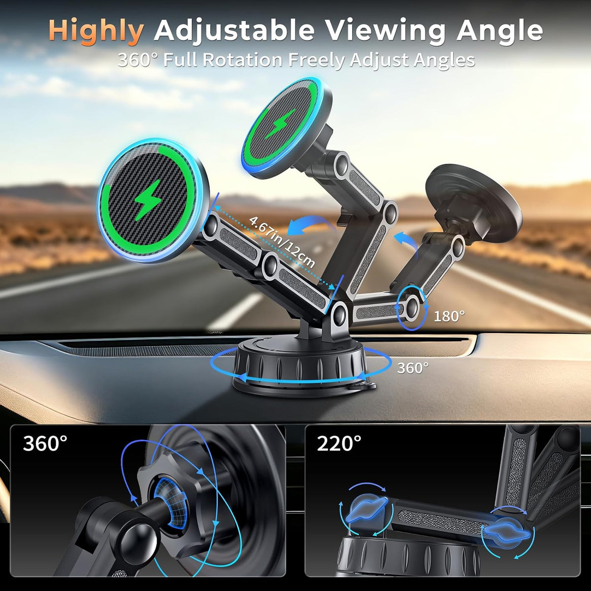 for MagSafe Car Mount Charger, Strong Magnetic Phone Holder for Your Car