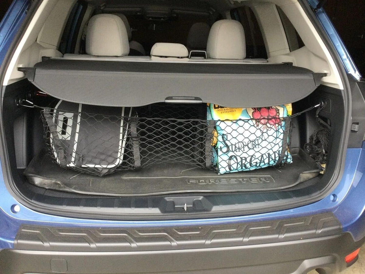 Trunk Organizer Cargo Net for Subaru Forester 1998–2026 – 3 Pockets Envelope Style Cargo Net for SUV Truck – Premium Mesh Elastic Car Trunk Organizer – Compatible with Forester
