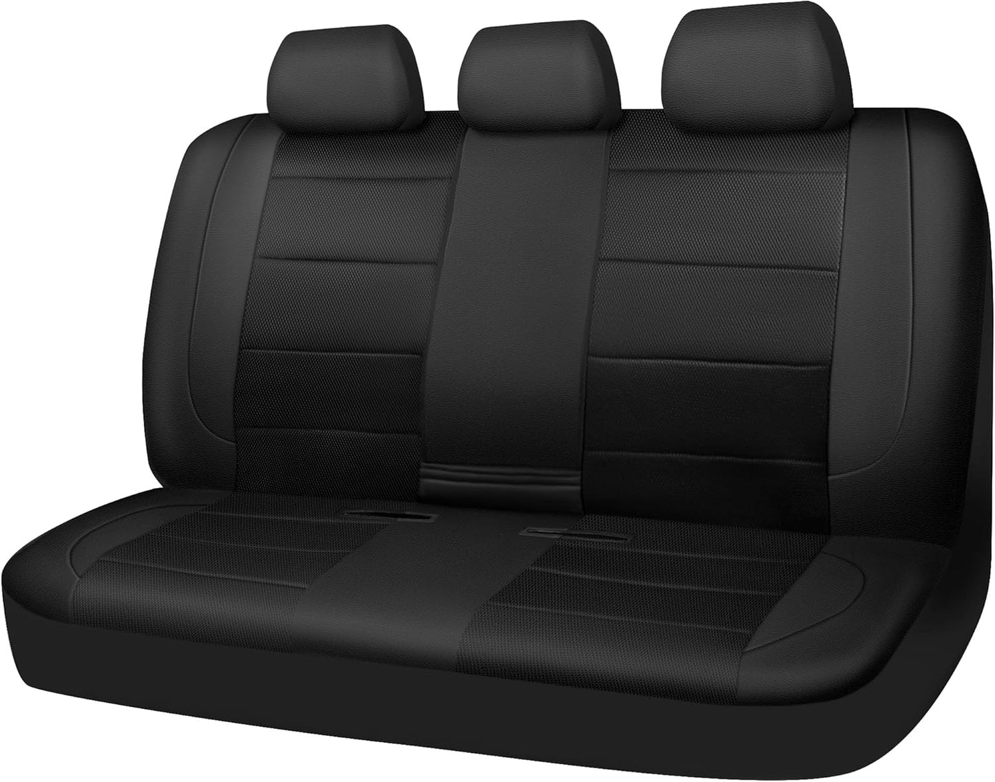CAR PASS Leather Back Seat Cover, Breathable Mesh Universal Bench Seat Cover, Super 5mm Composite Sponge Inside, Airbag Compatible Fits Most Automotive, Cars, SUVs, Trucks, and Vans (Rear, Black)