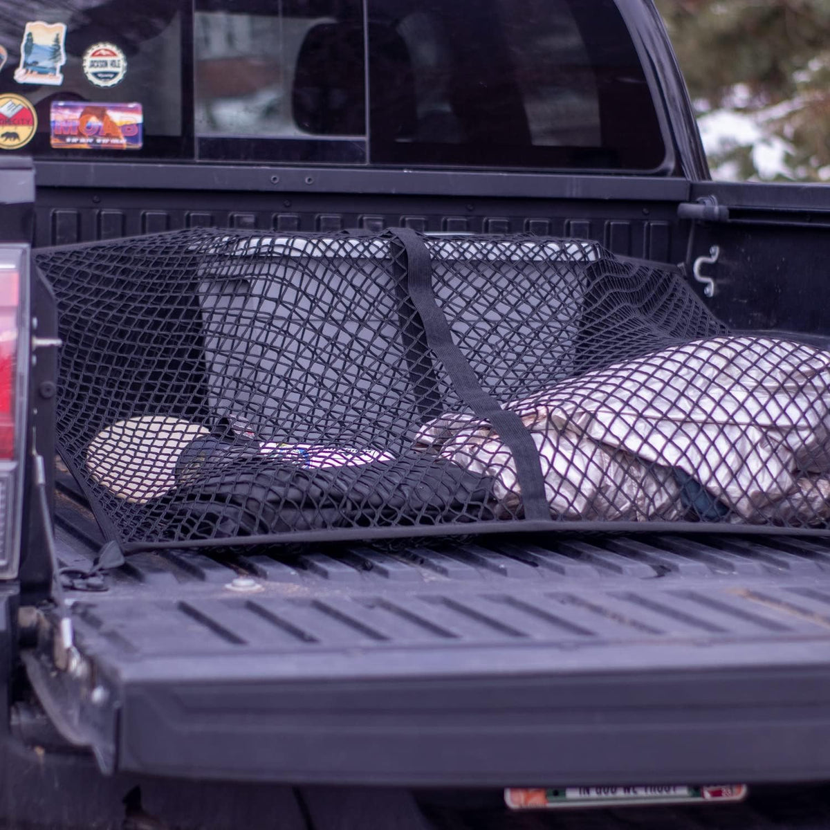 Highly Elastic Cargo Net, Simple Truck Bed Cargo Mesh Organizer, Suitable for 5ft - 6ft Standard Bed Trucks, 4'x4' Stretches to 7'x7' (Double Layer)