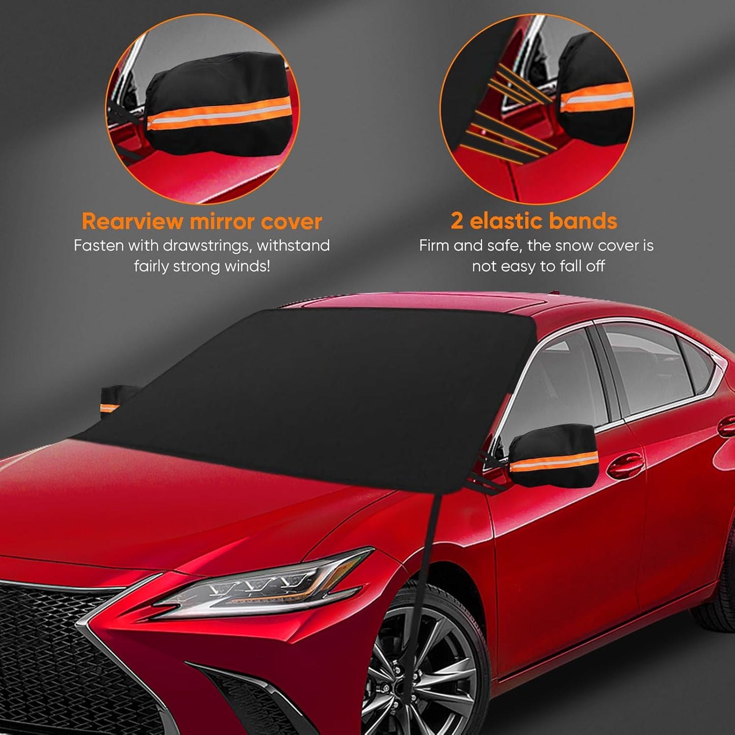 Car Windshield Cover for ice and Snow Double Fixing Easy Removal Windshield Snow Cover Protector with Side Mirror Cover Windproof Sunshade Cover for Cars, SUVs, Trucks, Vans (75"x47")