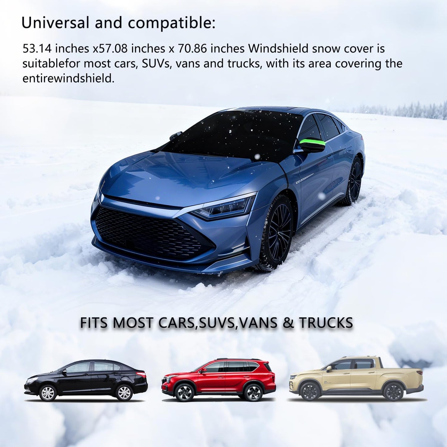 Car Windshield Sun Shade,Two Sided Functional,Windshield Covers for Snow and Ice Windshield Protector for Cars, SUVs, Trucks,Secure Fit Waterproof Frost Cover,Waterproof All Weather