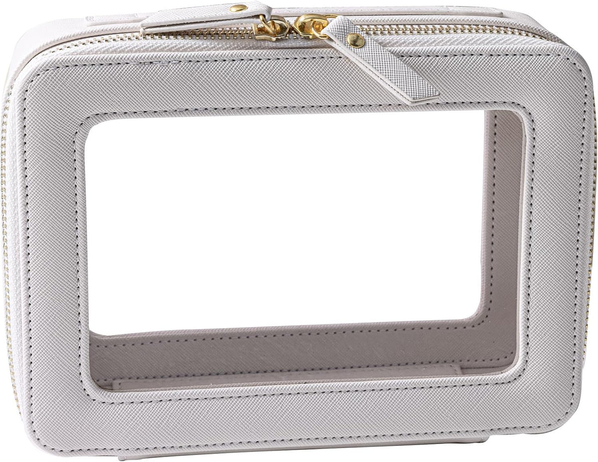 SANHECUN Toiletry bag waterproof cosmetic organizer with handle large opening for travelling car organizer (White)
