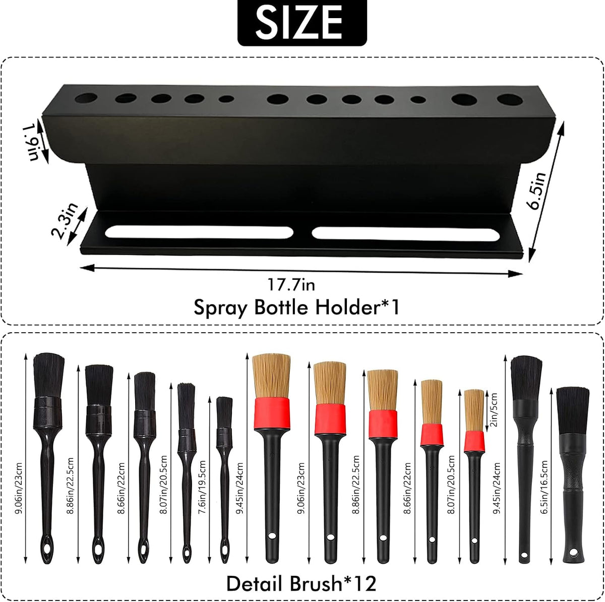 2-in-1 Detailing Brush & Spray Bottle Holder, Wall Mount Organizer Rack