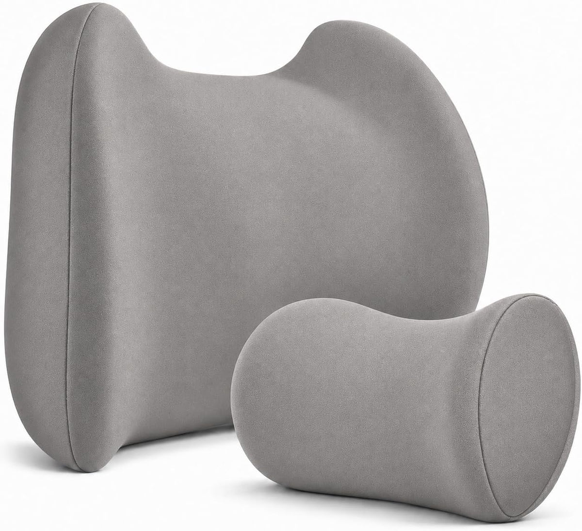 Lumbar & Neck Support Pillow Kit - Beige - Back & Neck Support Pillow for Car & Office Chair - Memory Foam Pillow - Ergonomic Pillow for Neck & Back Pain Relief