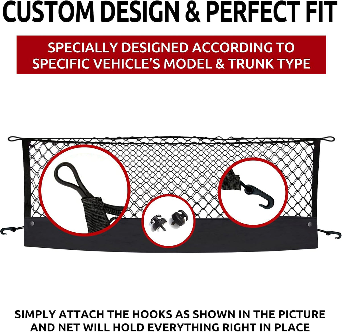 Envelope Style Trunk Mesh Cargo Net for Cadillac Escalade ESV 2015 - 2025, Automotive Exterior Accessories - Premium Car Storage Organizers, Cargo Bed Net For Pickup Truck, Smart Vehicle Storage