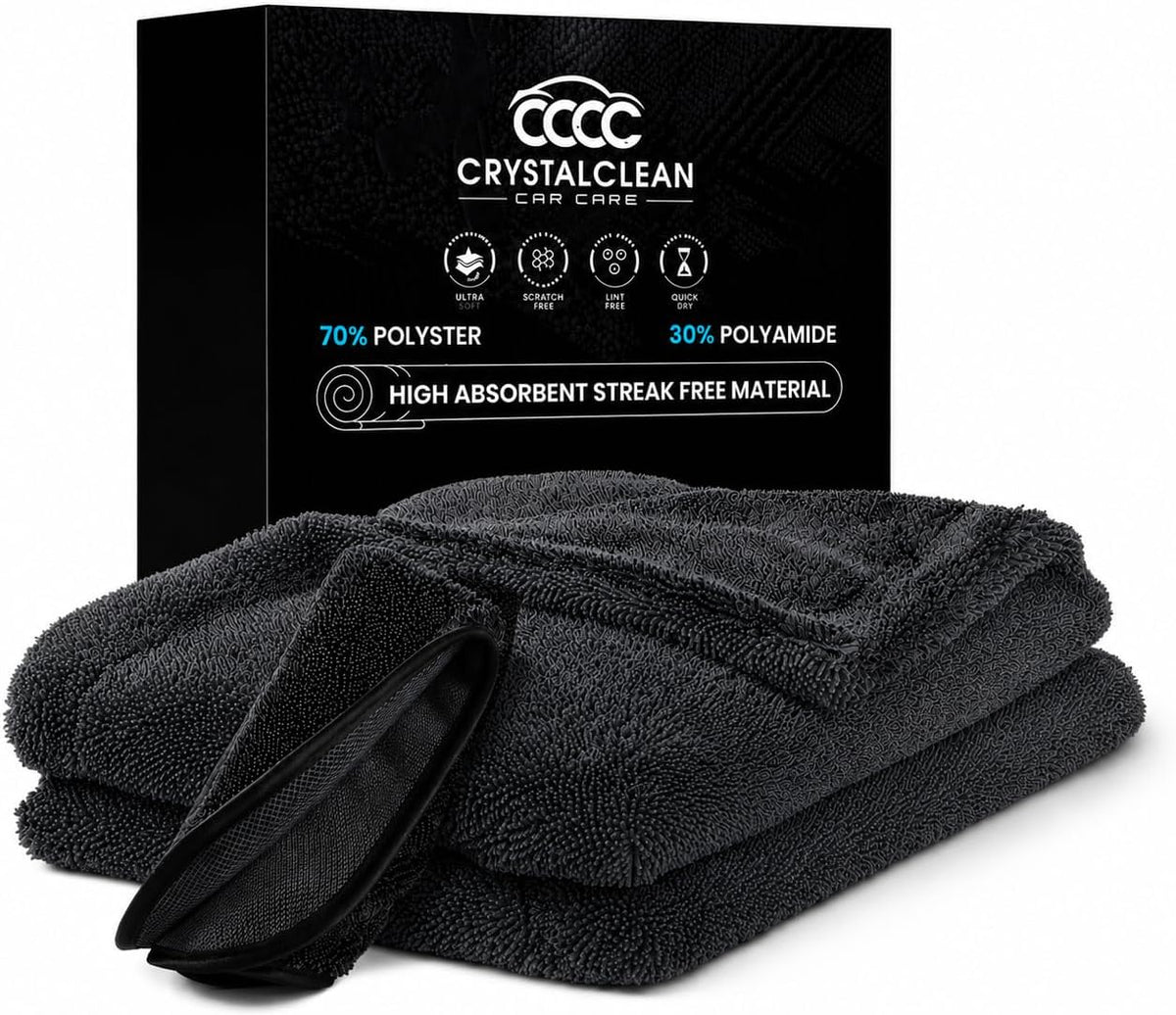 Crystal Clean 1300GSM Microfiber Car Drying Towel, Ultra-Absorbent XL 24x36