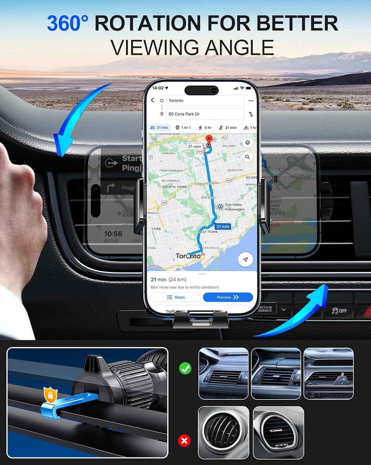 Wireless Car Charger, Phone Holders for Your Car 15W Fast Charging Auto Clamping, Air Vent Car Phone Mount for iPhone 17 16 15 14 13 Mini Pro Max XR, Samsung Galaxy S25 Ultra S24 S23 S22 S21