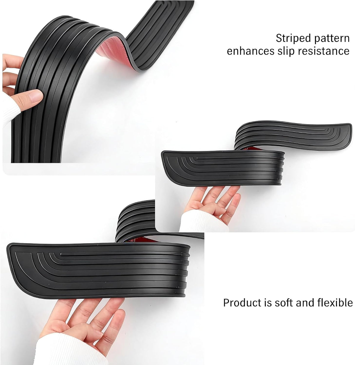 Car Door Sill Protector, 4PCS Anti-Scratch PVC Rubber Door Threshold Strip, Universal Waterproof Edge Guard for Car Truck SUV Exterior Paint Protection (Black, 2.36IN)