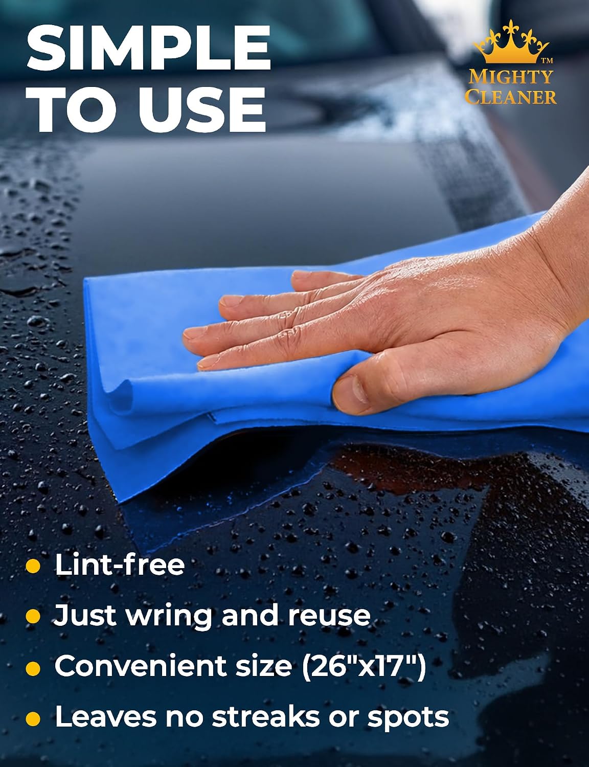 Premium Shammy Cloth for Car Drying – 2pk+1 Free – 26"x17" – Soft Chamois