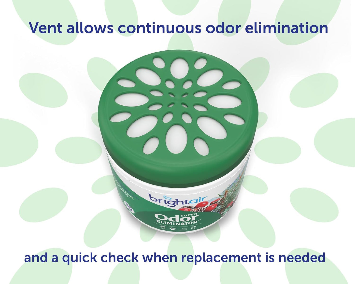 Bright Air 14 oz. Super Odor Eliminator, For Medium-Size Spaces, Winter Pine &amp; Berries Scent, Case of 6, Odor Eliminator &amp; Air Freshener, Natural Essential Oils, Lasts Up to 90 Days Each