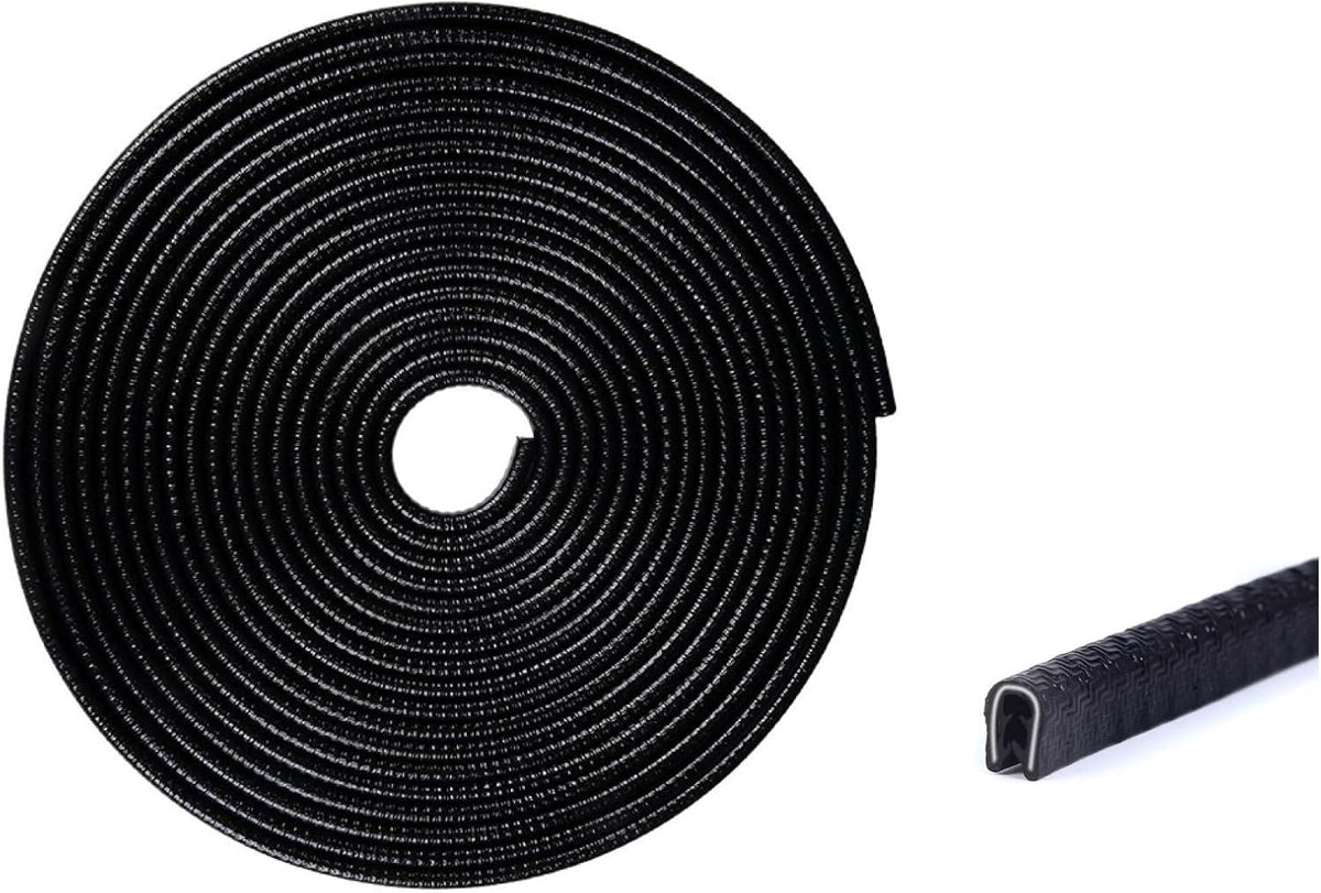 16.5FT(5M) U Shape Car Door Edge Guards Black compatible with Toyota RAV4 2025 2024-2016 LE XLE Hybrid Adventure Prime U-Shaped Automotive Trim Car Door Edge Protector No Glue Required, Fade-Resistant