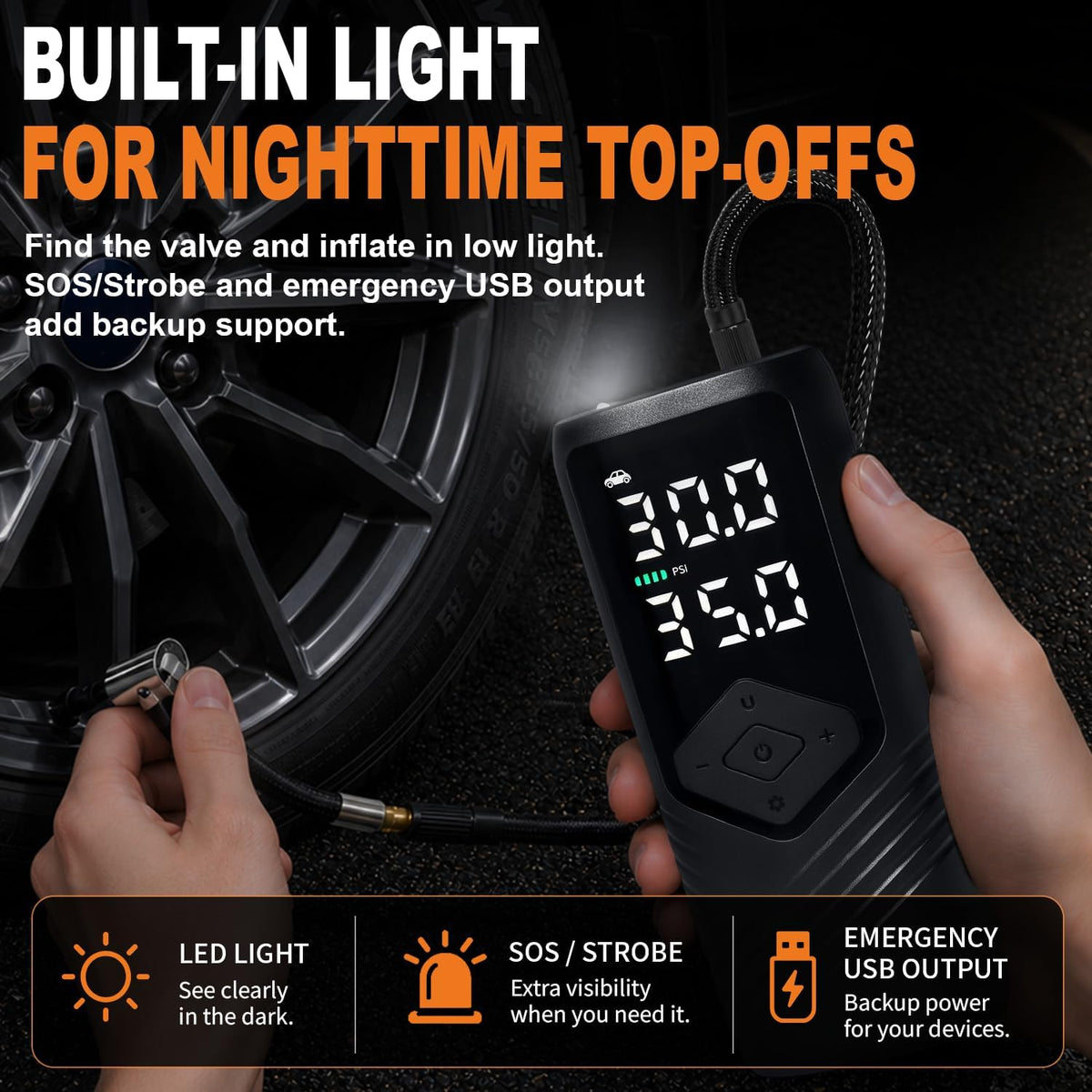 Tire Inflator Portable Air Compressor for Car Tires, 150 PSI Air Pump