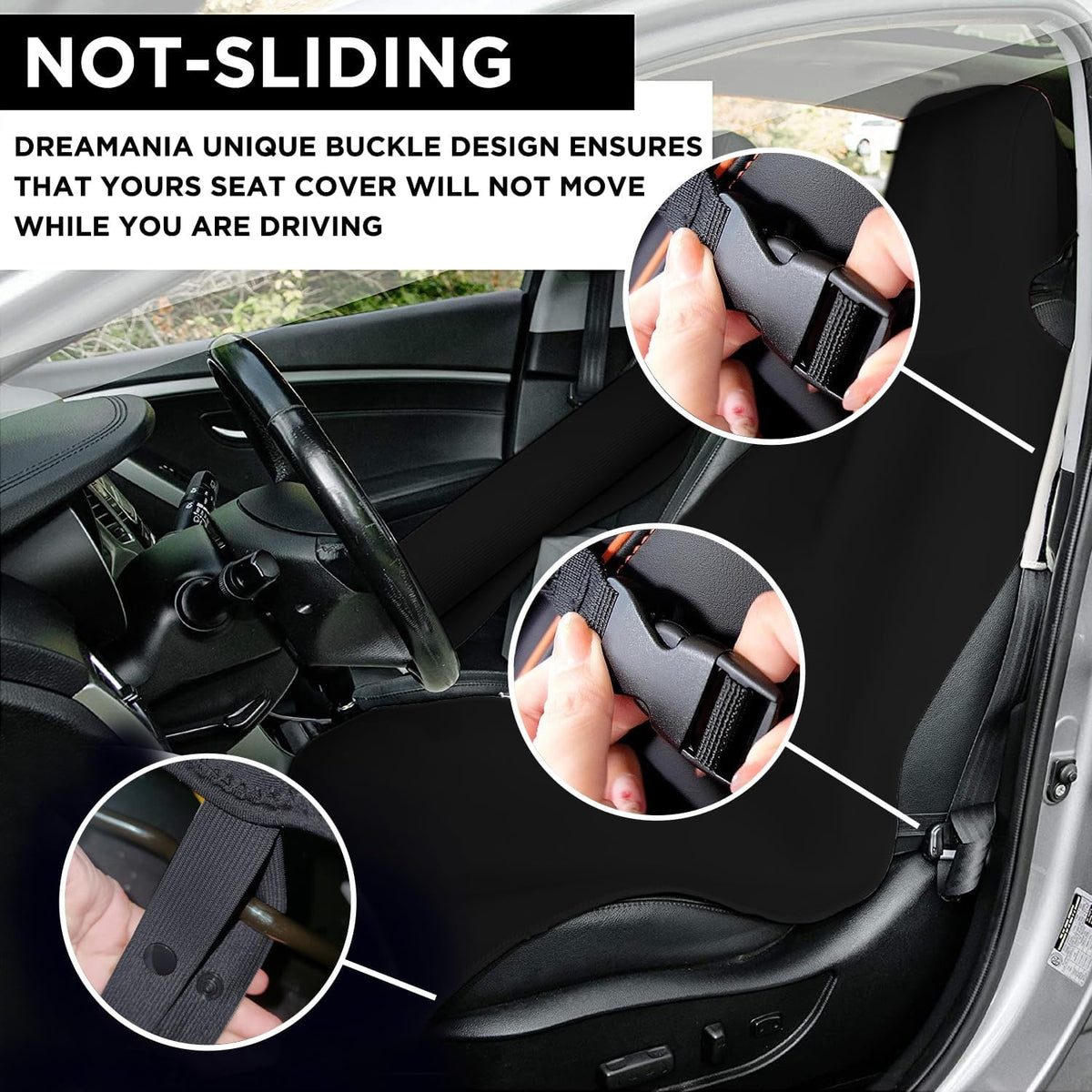 Neoprene Waterproof Car Seat Cover, Black 2pcs, Non-Slip