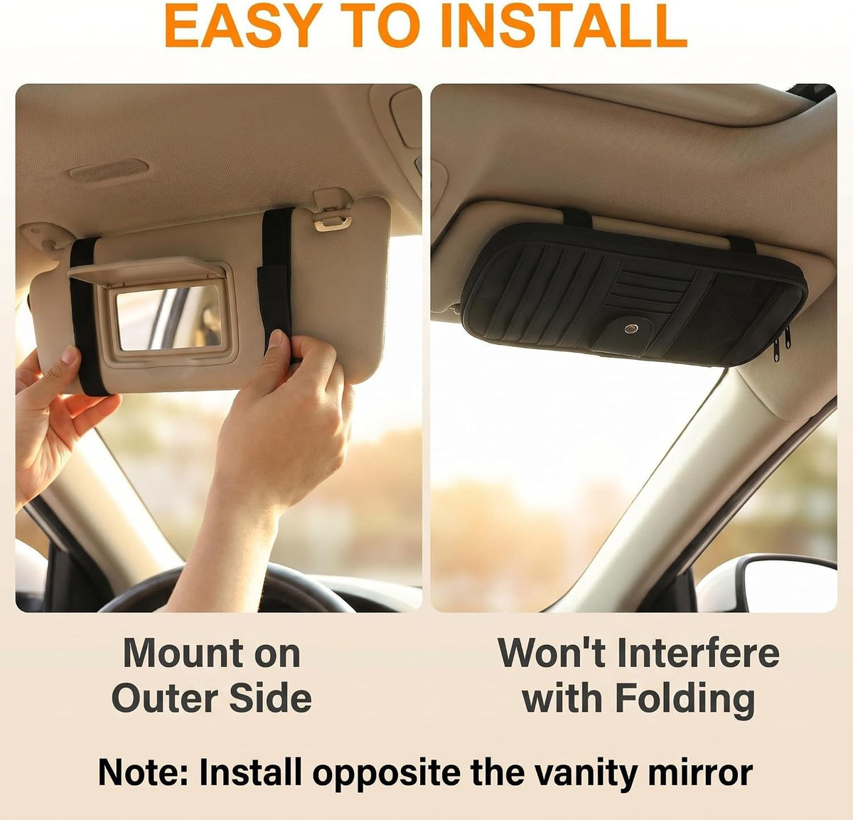 Car Visor Organizer,Car CD Case Holder,Leather Multi-Pocket Organizer Storage Bag for Car/SUV/Truck with 13 DVD Storage Sleeves,Sunglass Clip,Card Holder,Pen Holder,Visor Accessories,Car Organizer