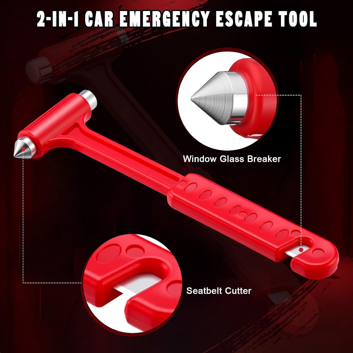 16 Pack Car Safety Hammer, Window Breaker Seatbelt Cutter 2-in-1 Auto Glass Escape Tool for Fleet Trucks Police Firefighter First Responder Family Rescue Traffic Accident Escape