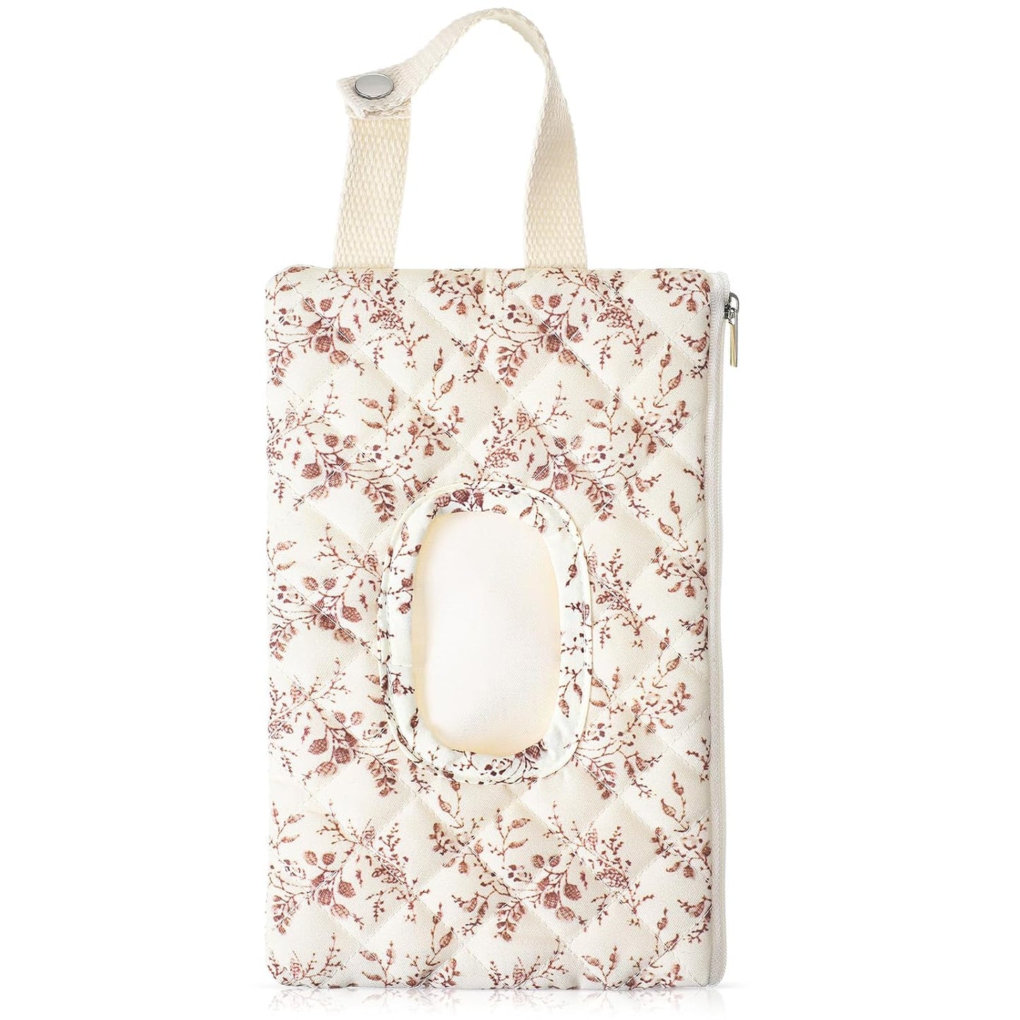 2 Pcs Quilted Diaper and Wipes Pouch Portable Hanging Floral Wet Wipe Bag Diaper Bag Reusable Wipes Pouch for for Stroller Car Travel Infant Diapering Organizer (Mixed Floral)