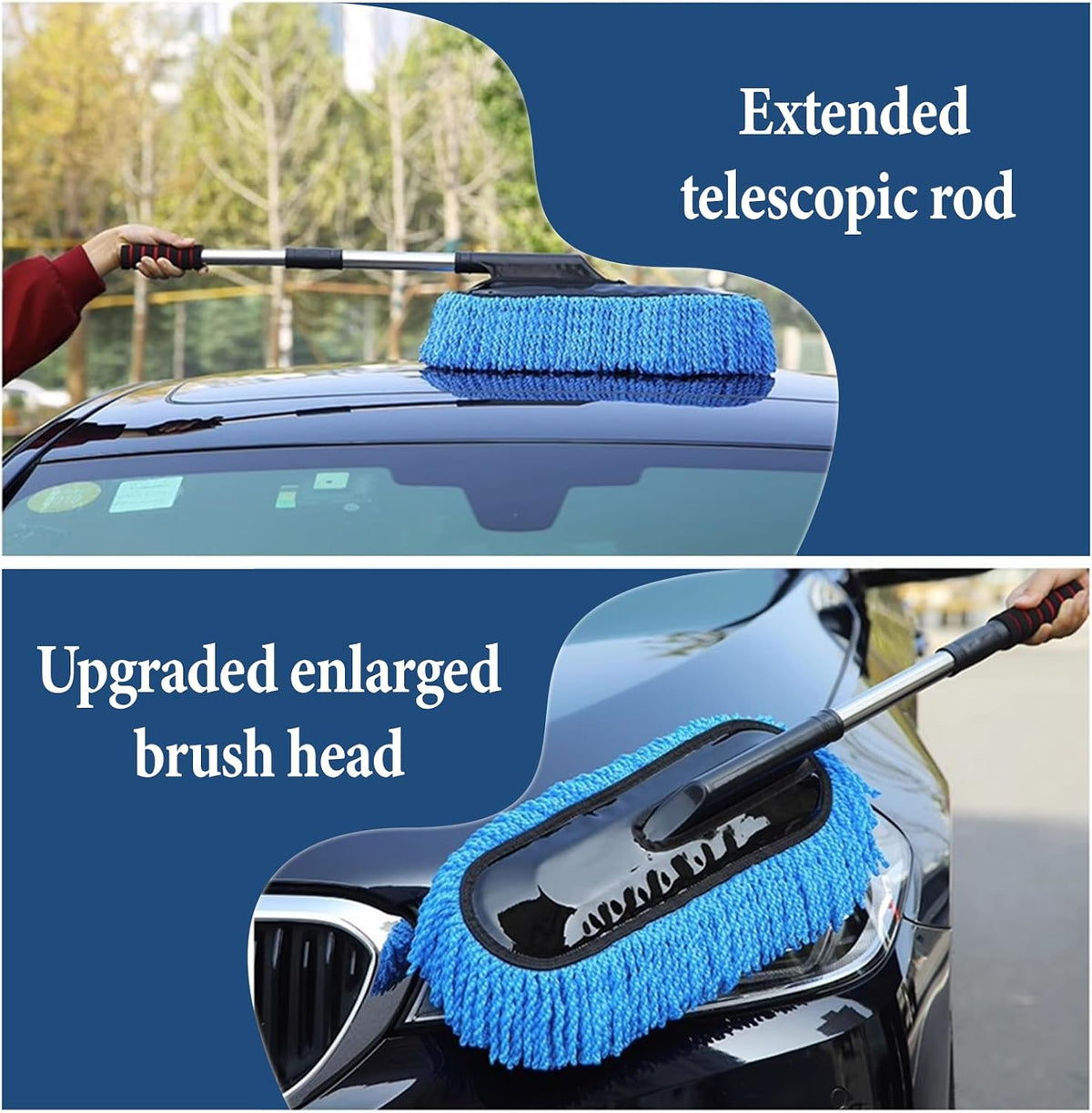 Car Duster Exterior, 30 Inch Car Duster Interior with Extendable Pole