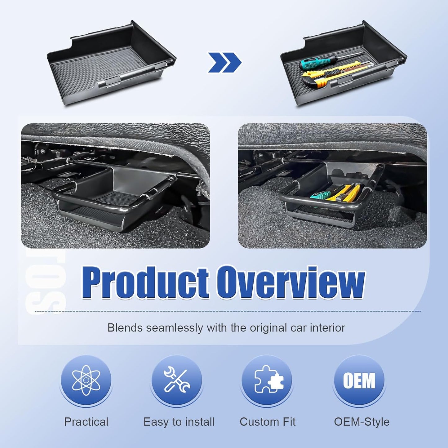 EDBETOS Front Under-Seat Consoles Tray Compatible with Jeep Wrangler JL/JLU 2018-2023 2024 2025 and Jeep Gladiator JT Truck 2020-2024 2025 Accessories Hidden Storage Organizer (Manual Seat Only)