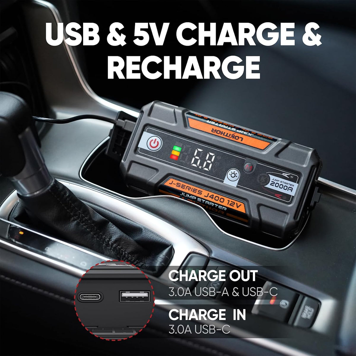 LOKITHOR J400 Portable Jump Starter for Upto 8.0L Gas & 6.0L Diesel Engines
