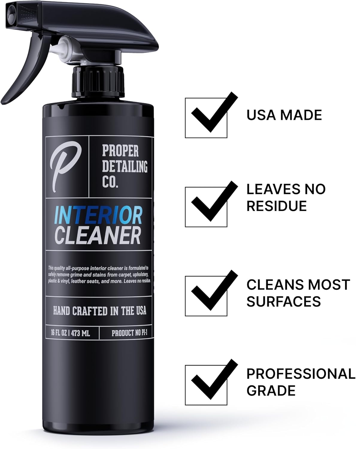 Professional Car Interior Cleaner for Fabric & Leather Seats, Dashboard, Headliner & Carpet - Deep Stain Remover Foam Spray for Auto Detailing - Tesla Seat Compatible