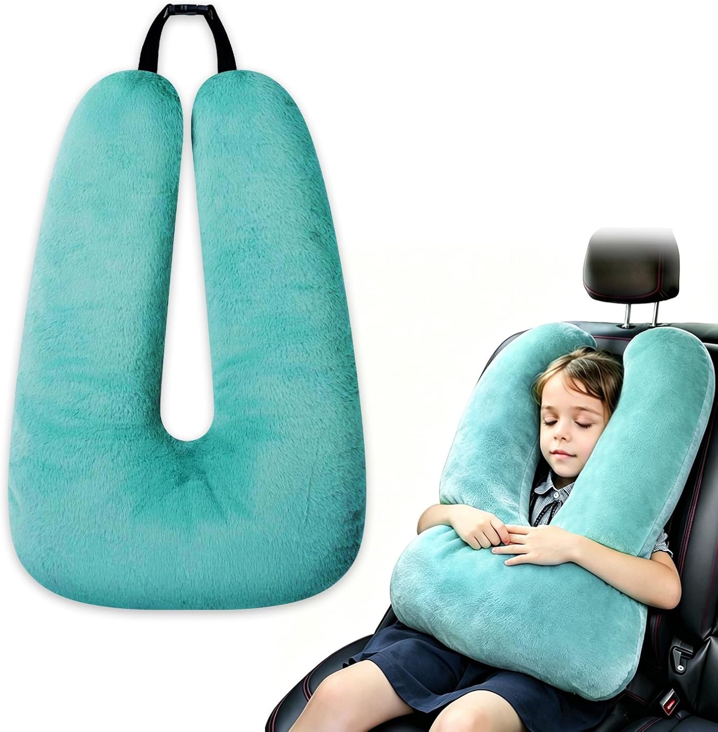 Atablyn Neck Pillow for Kids Travel Provides Double Support to The Head and Neck in Any Sleeping Position on Flights, Car, and at Home, Comfortable Airplane Travel Pillow