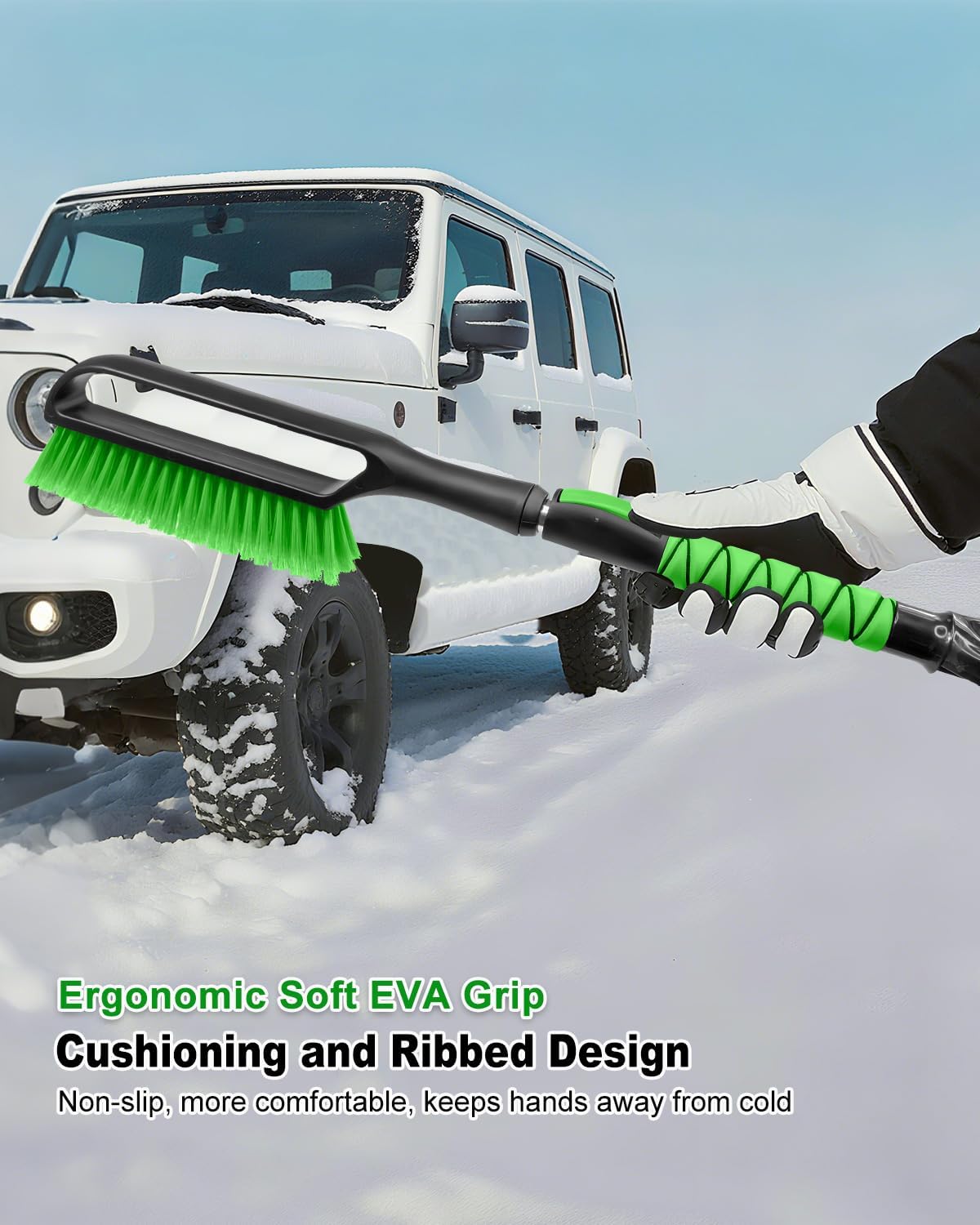 SEAAES 35.5 Inch Extendable Snow Brush, Windshield Snow Scraper for Car SUV