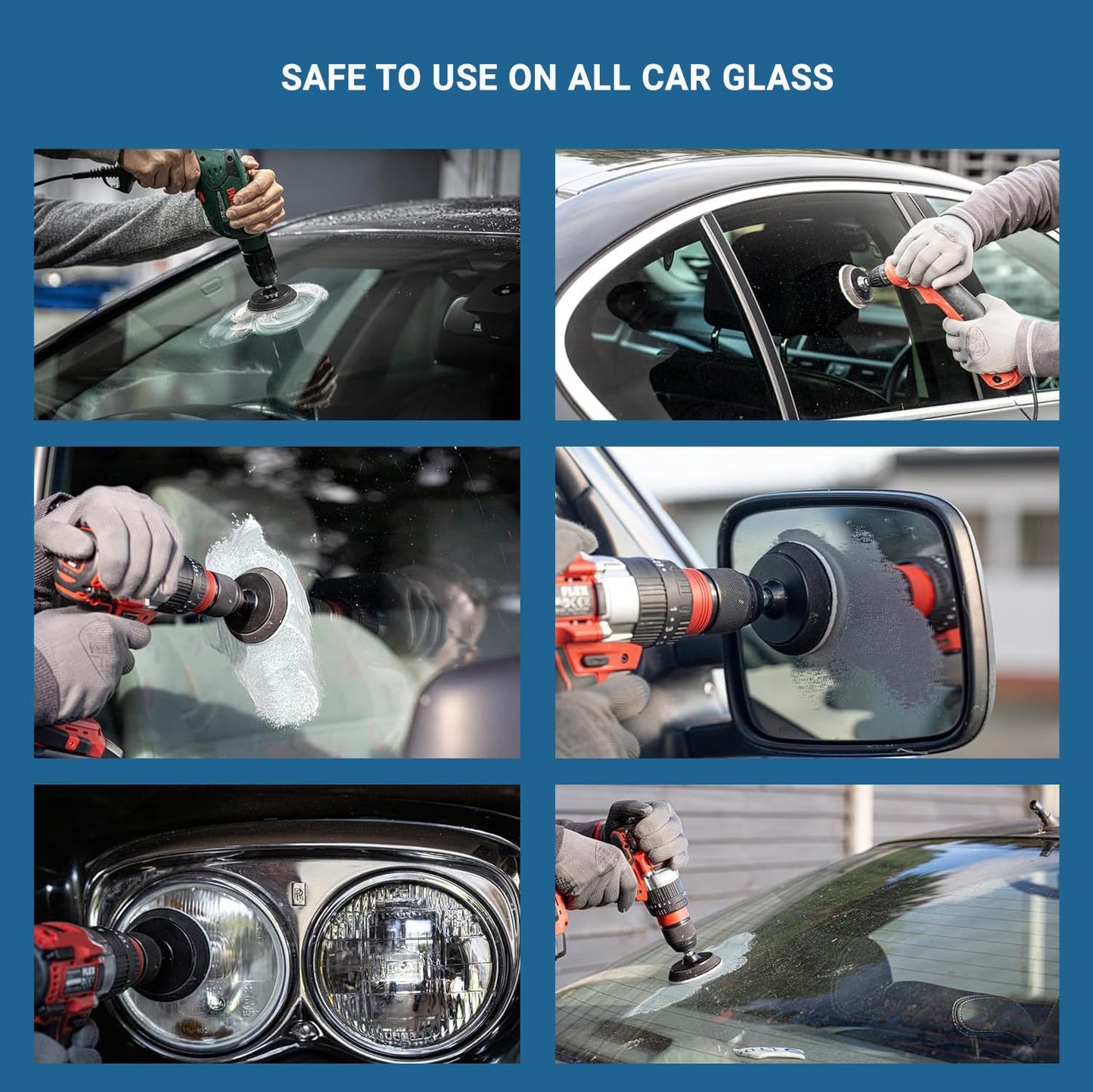 GLASS POLISH DIY 3” (75mm) Windshield Polishing Kit for Car Glass Restoration, Remove Wiper Blade Damage, Fine Scratches, Haziness, and Water Spots, Restore Glass Clarity and Shine
